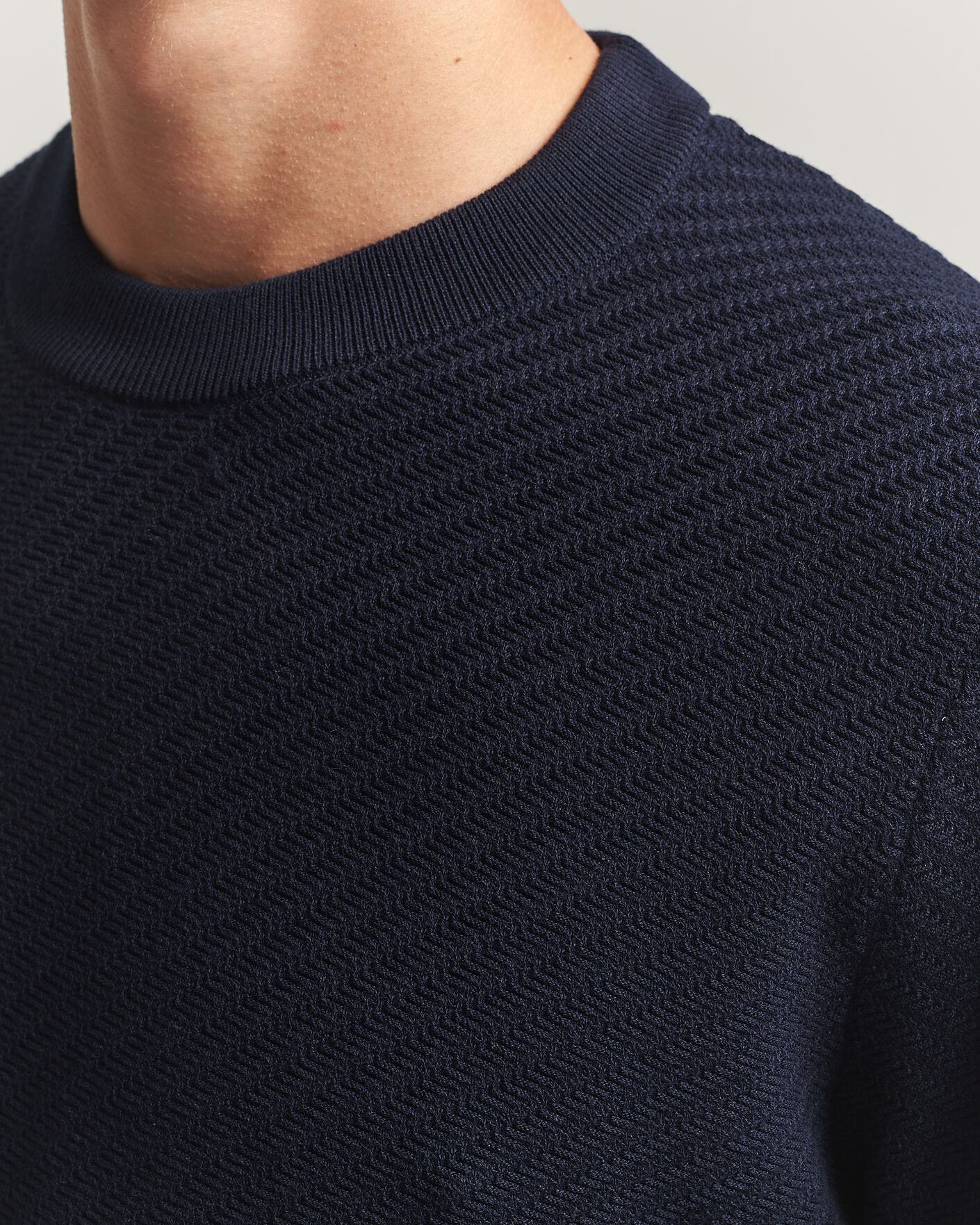 Herre | Gensere | BOSS BLACK | Lofranco Structured Knitted Sweater Dark Blue