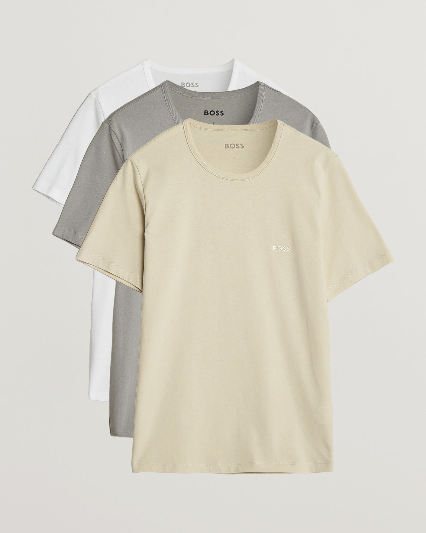 Herre | T-Shirts | BOSS BLACK | 3-Pack Crew Neck T-Shirt White/Beige/Grey