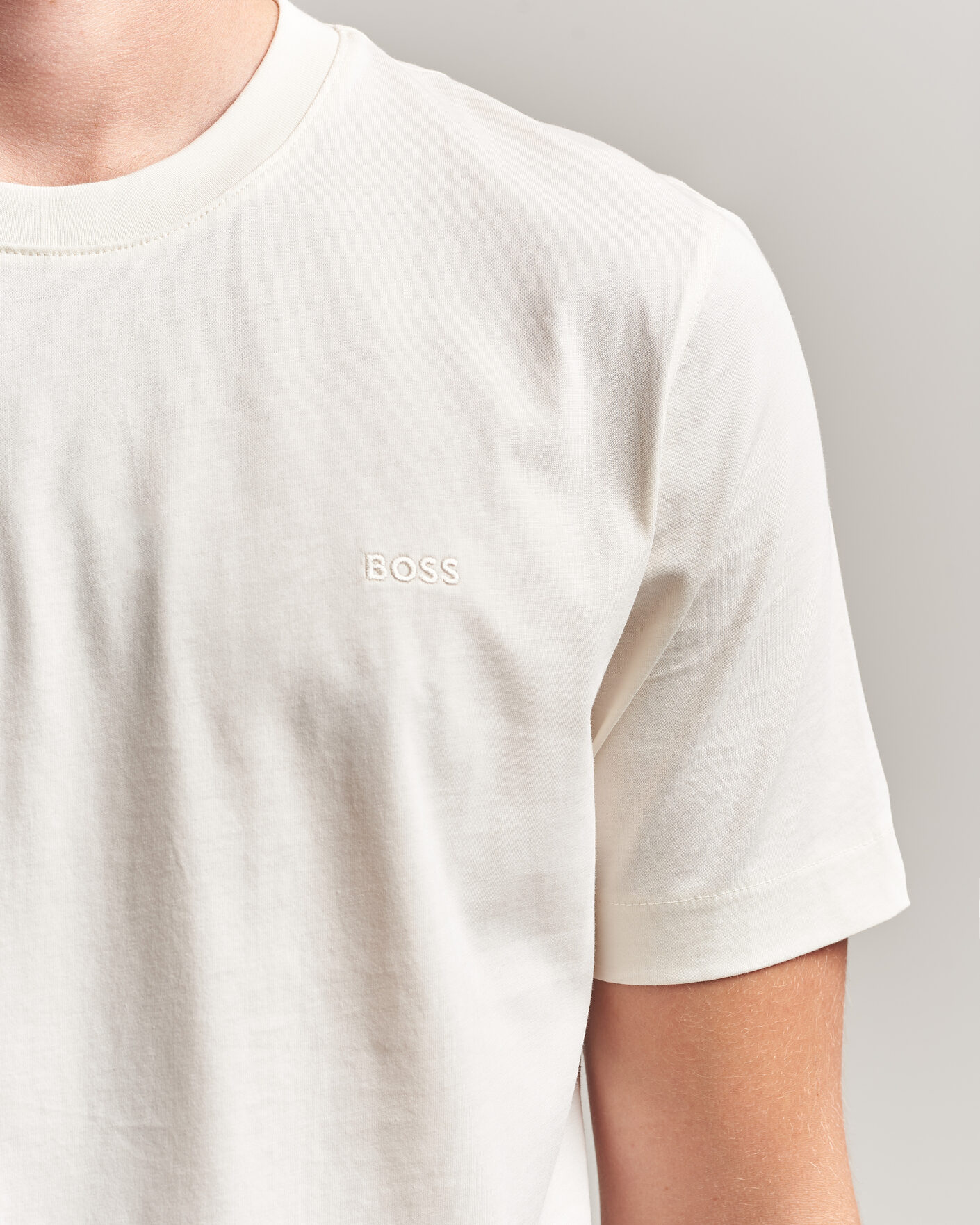 Herre | T-Shirts | BOSS BLACK | Thompson Crew Neck T-Shirt Open White