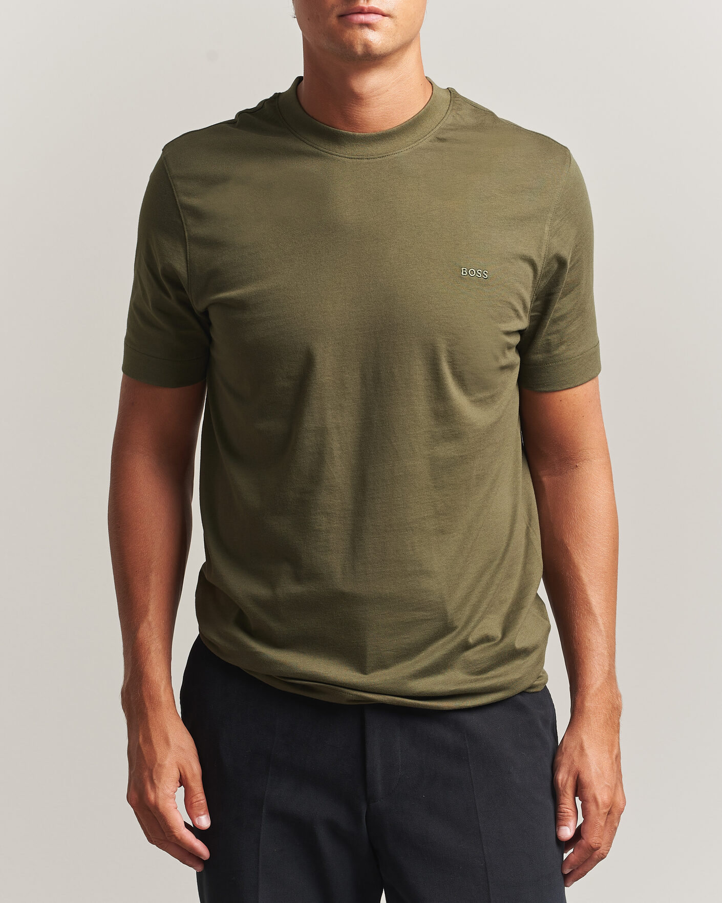 Herre | T-Shirts | BOSS BLACK | Thompson Crew Neck T-Shirt Open Green