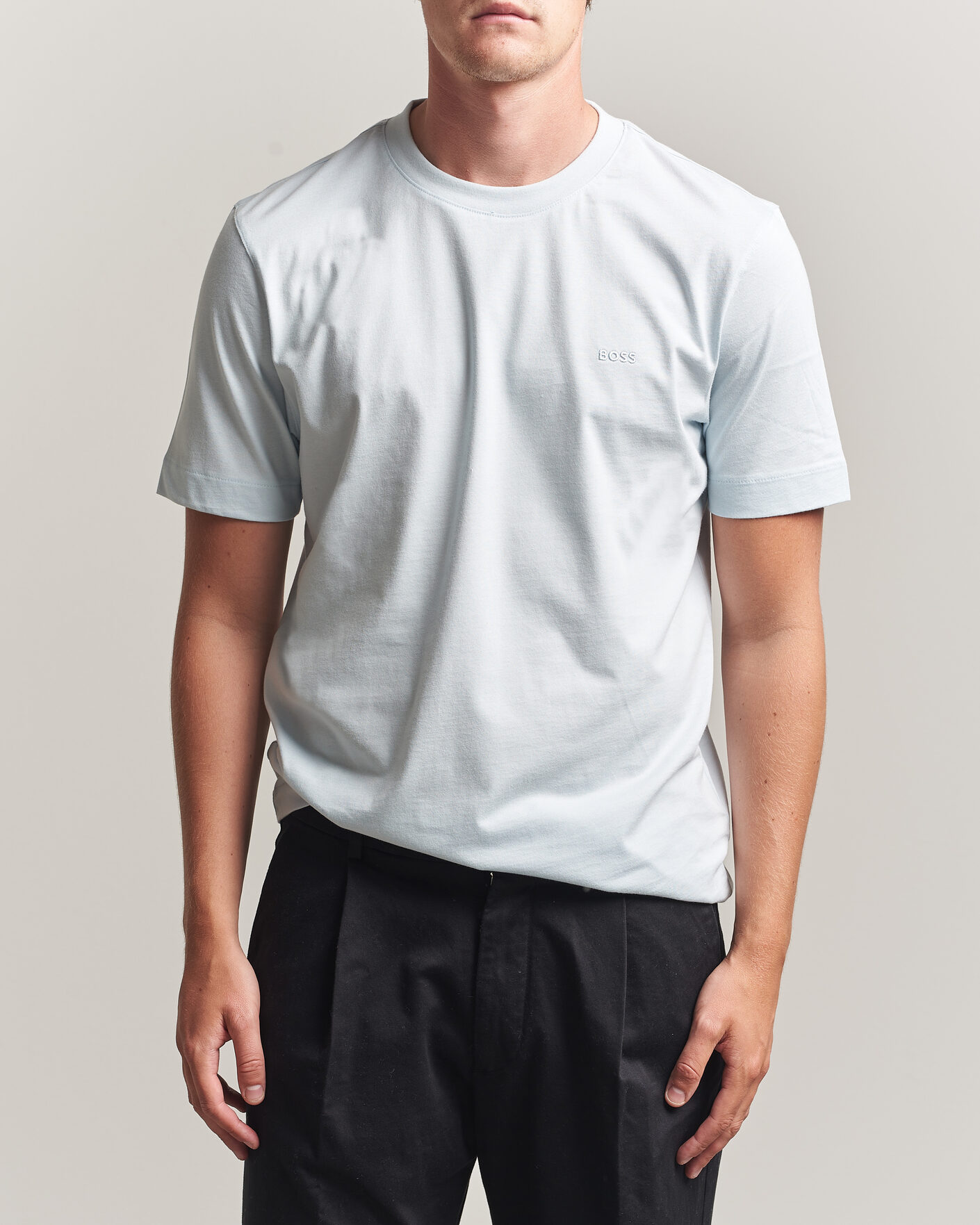 Herre | T-Shirts | BOSS BLACK | Thompson Crew Neck T-Shirt Open Blue