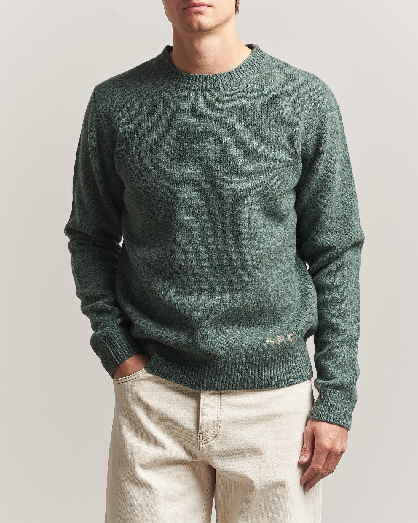 Herre | Gensere | A.P.C. | Edmond Wool Knitted Sweater Green Melange