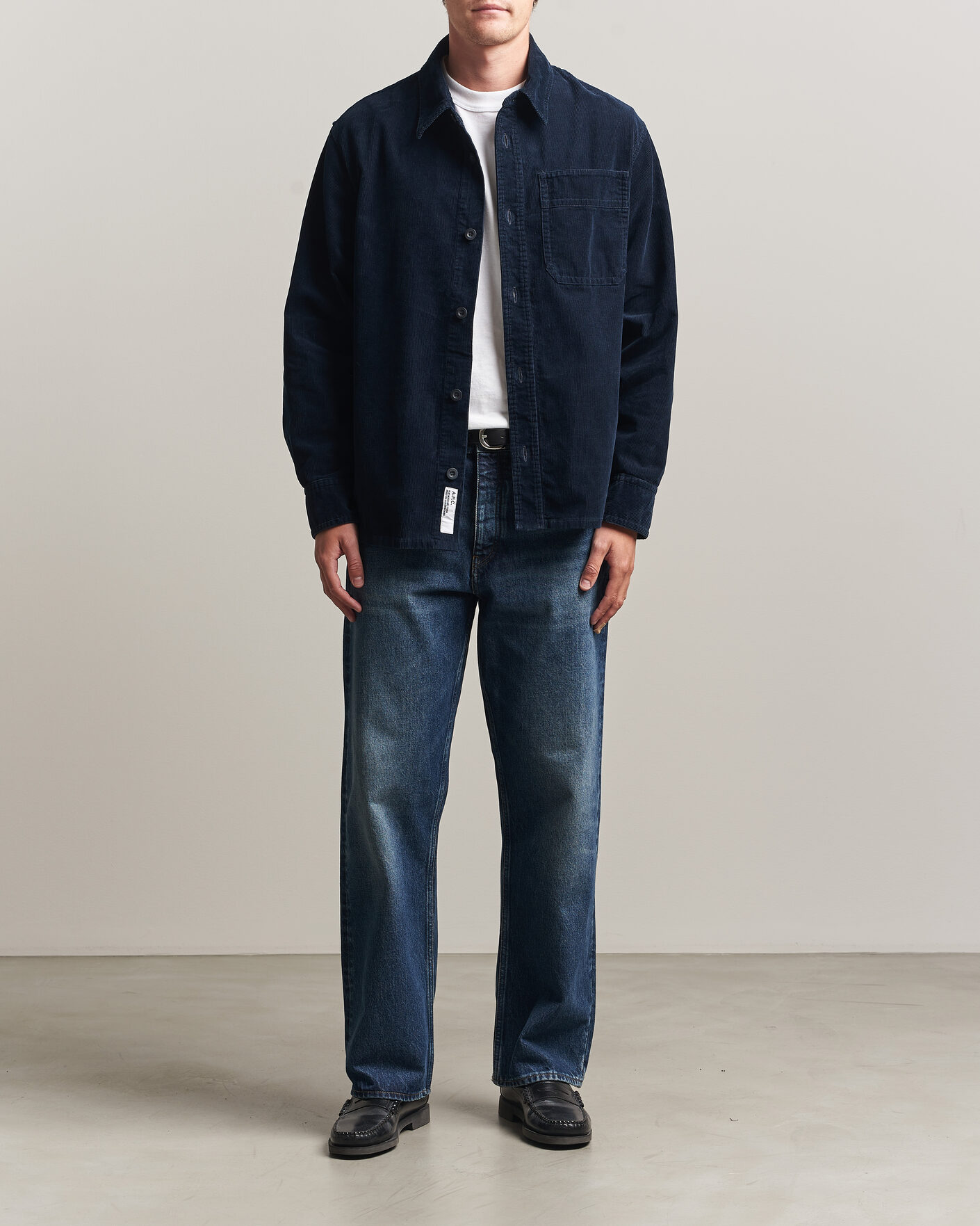 Herre | Skjorter | A.P.C. | Basile Corduroy Overshirt Dark Navy