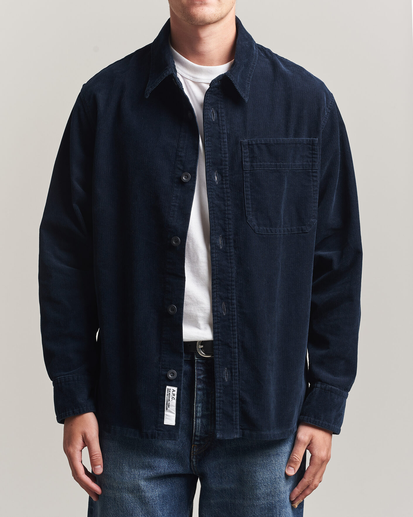 Herre | Skjorter | A.P.C. | Basile Corduroy Overshirt Dark Navy