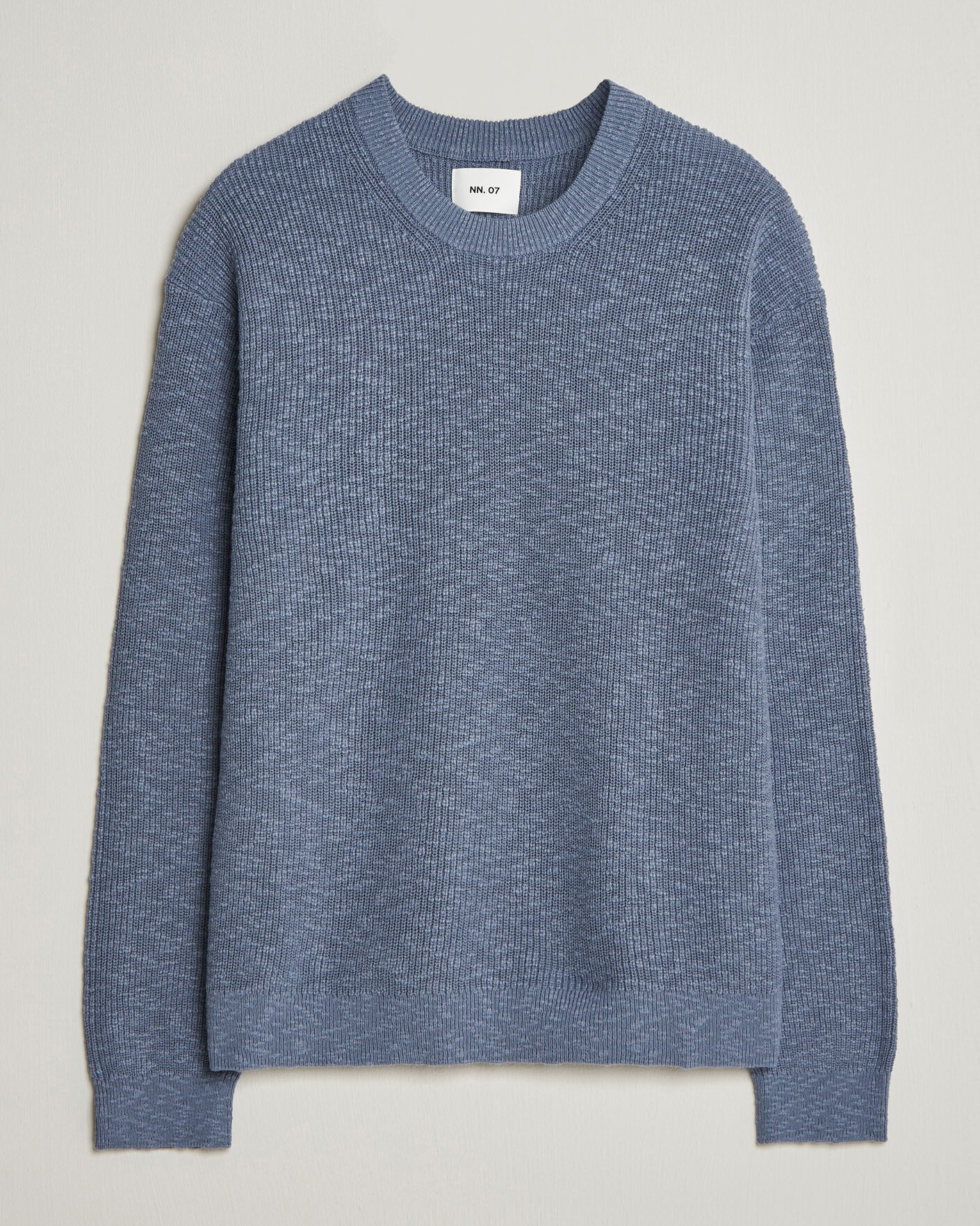 Herre | Gensere | NN07 | Russell Cotton Knitted Sweater Stone Blue