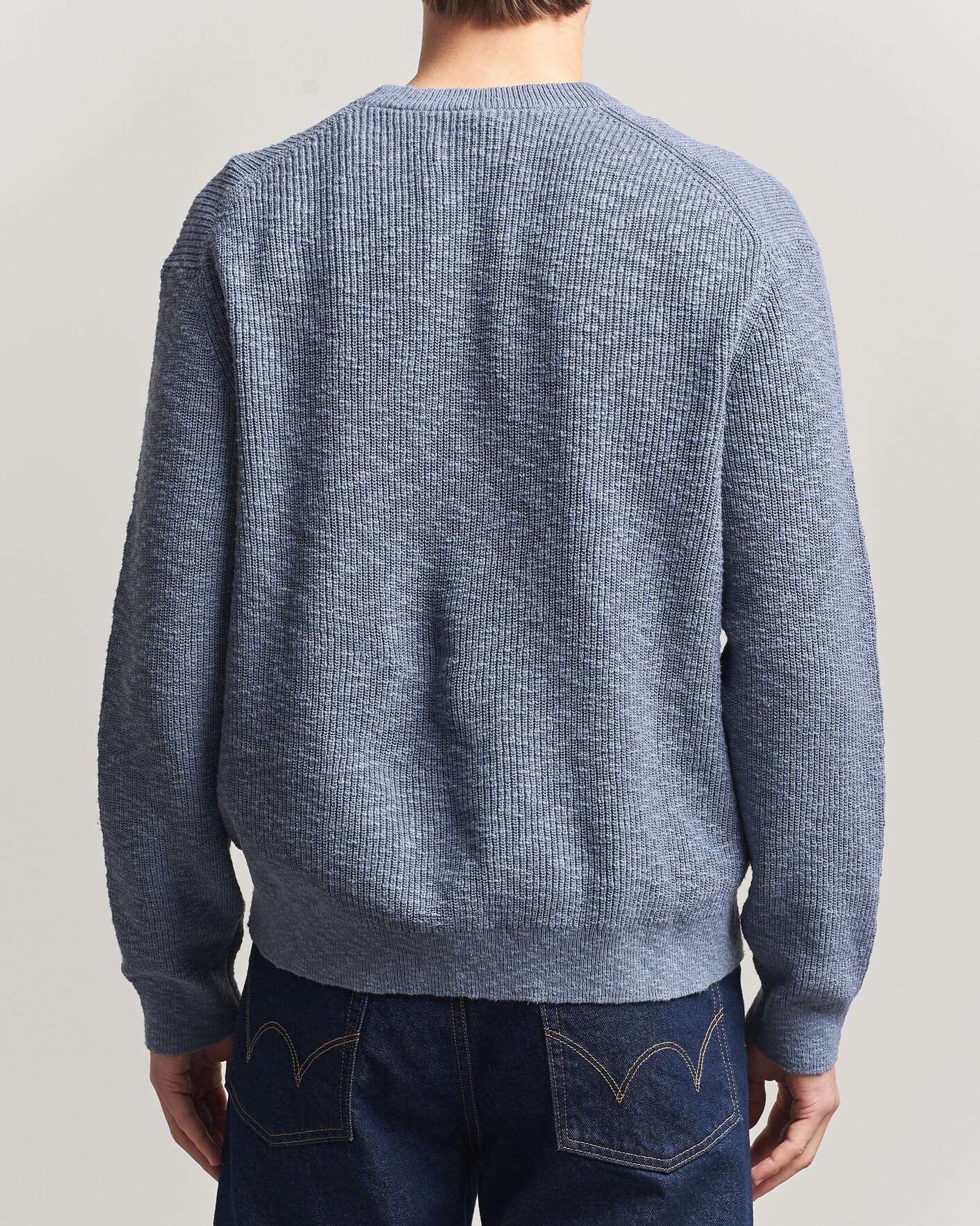 Herre | Gensere | NN07 | Russell Cotton Knitted Sweater Stone Blue