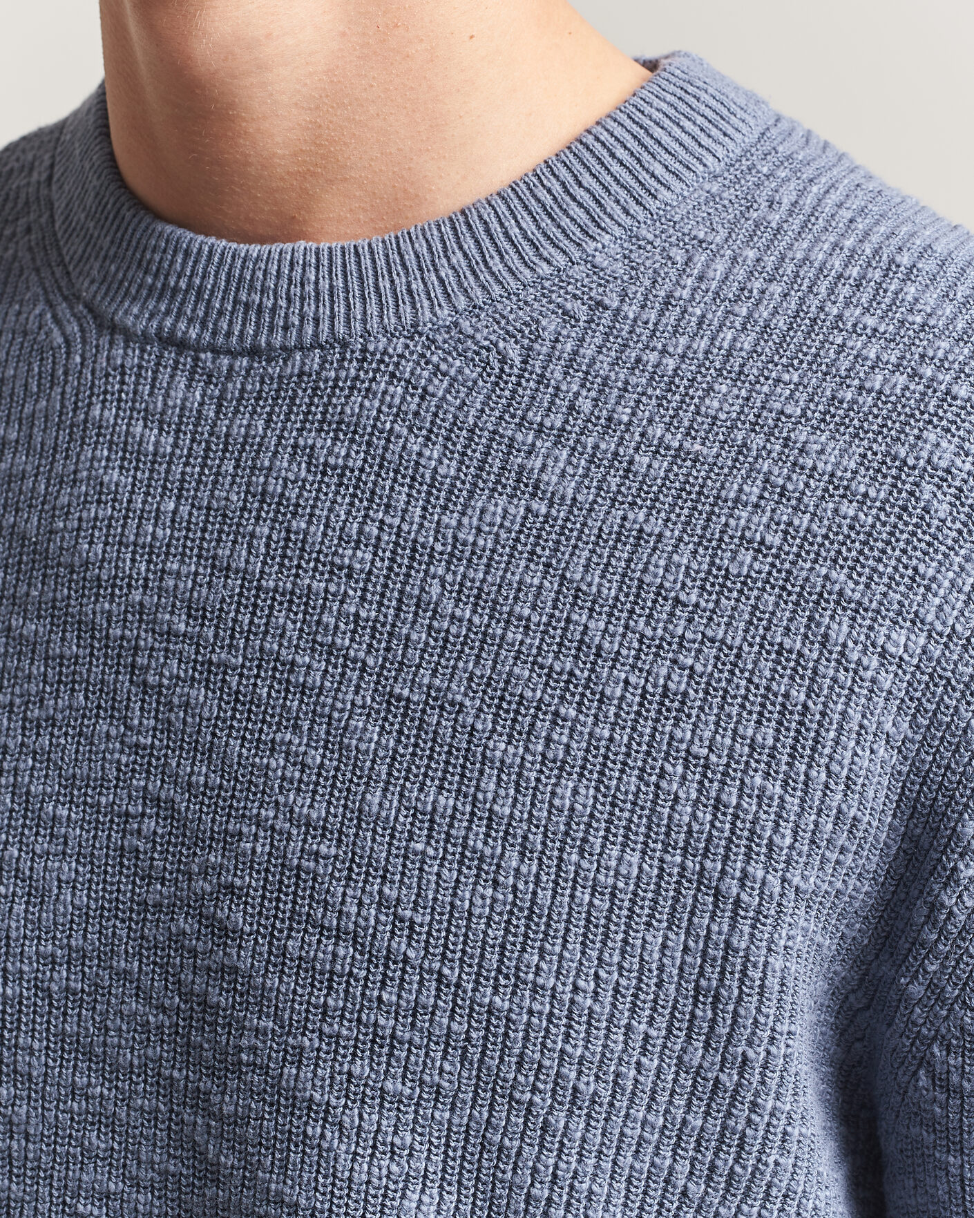 Herre | Gensere | NN07 | Russell Cotton Knitted Sweater Stone Blue