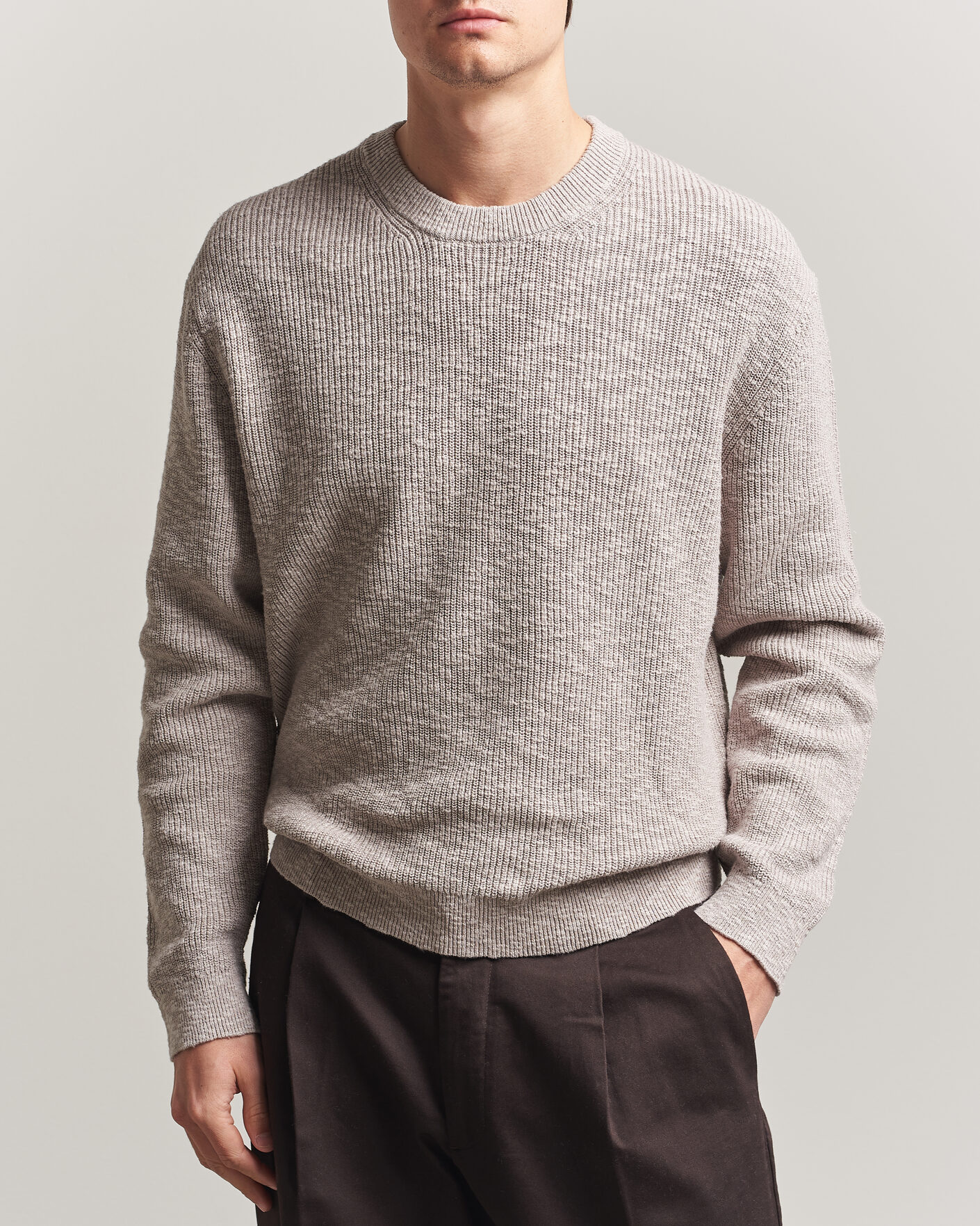 Herre | Gensere | NN07 | Russell Cotton Knitted Sweater Moon Dust