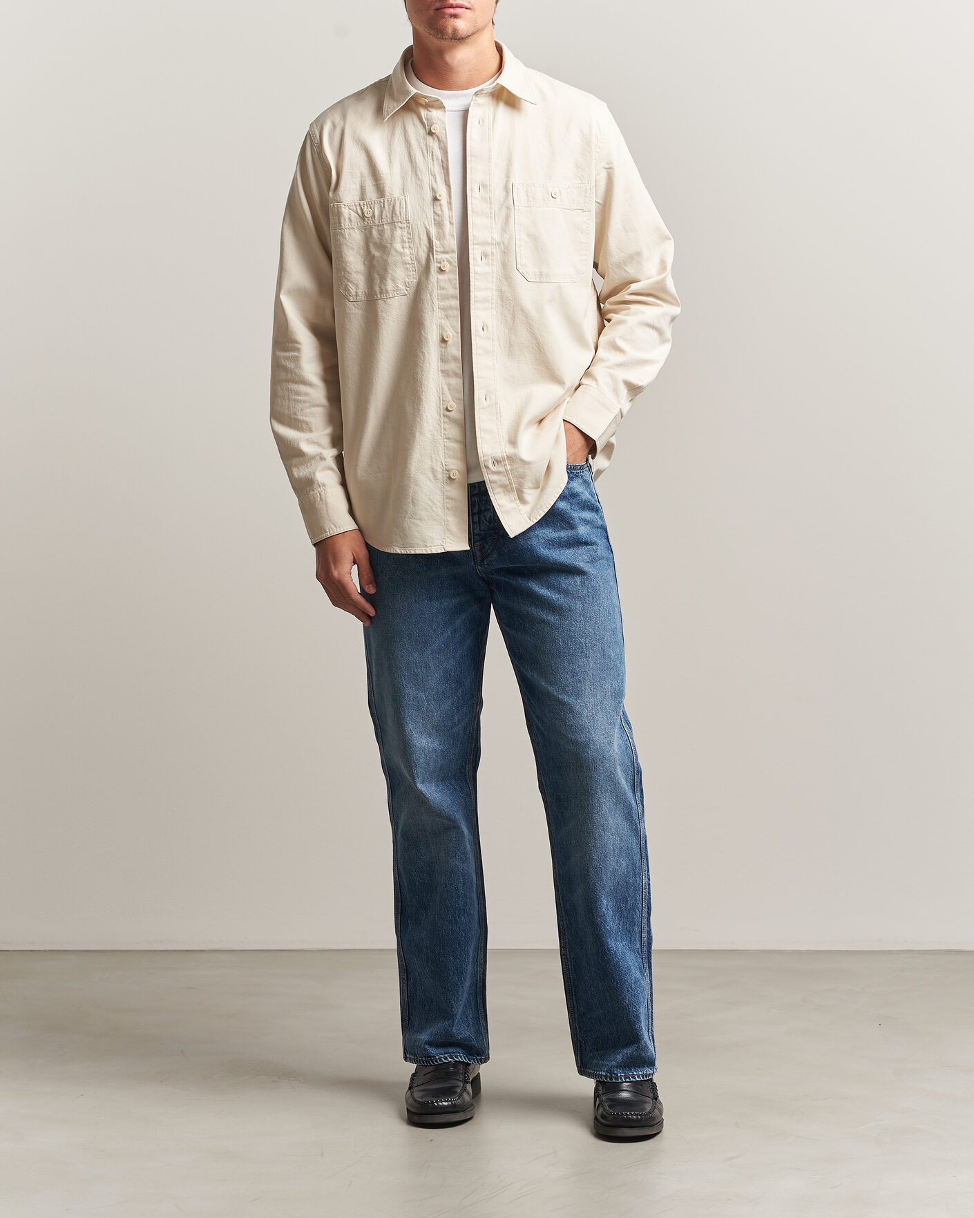 Herre | Skjorter | NN07 | Colby Twill Overshirt Ivory