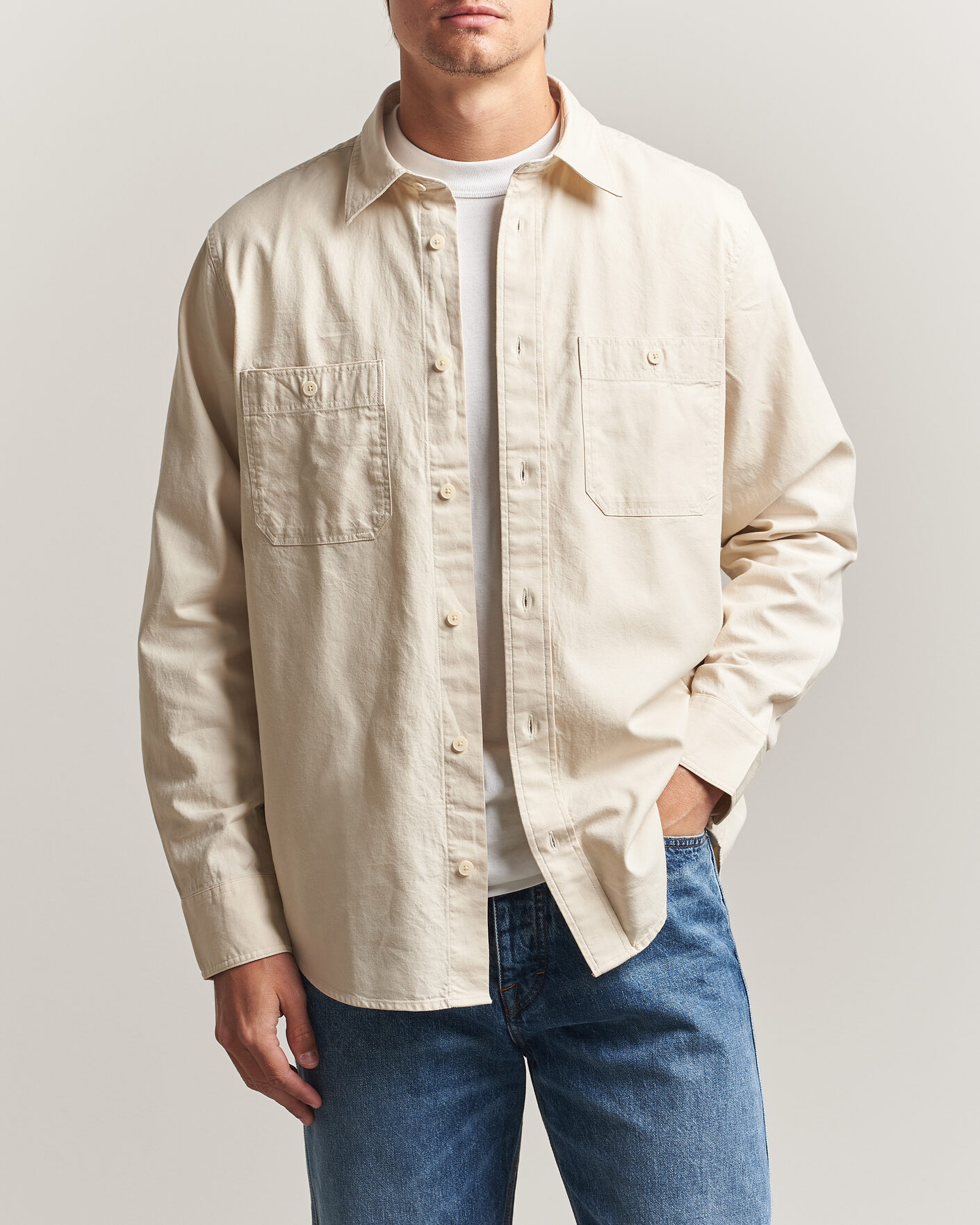 Herre | Skjorter | NN07 | Colby Twill Overshirt Ivory