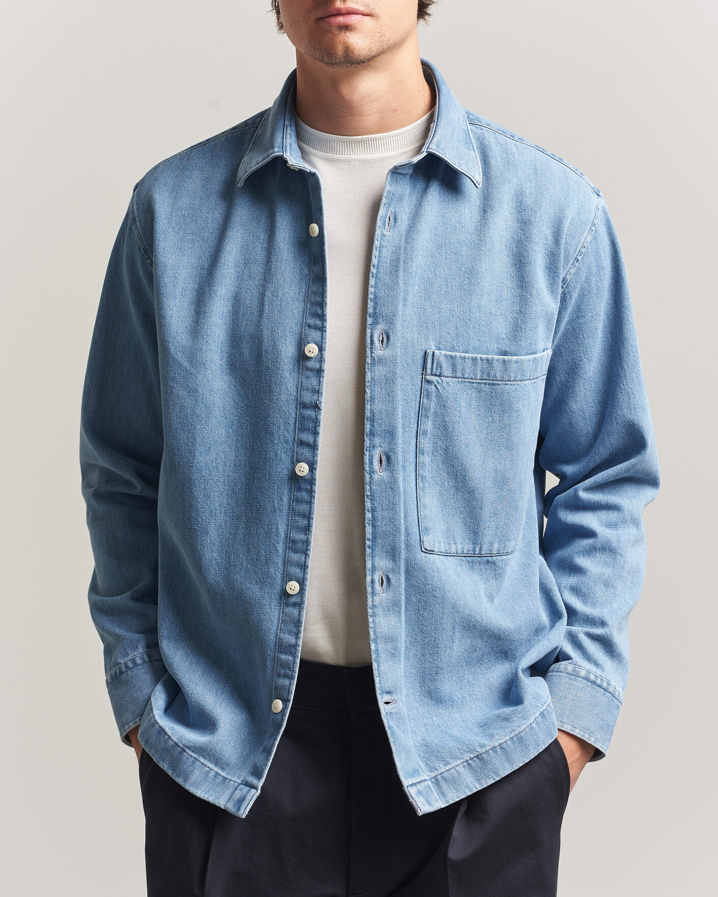 Herre | Skjorter | NN07 | Freddy Denim Overshirt Light Blue