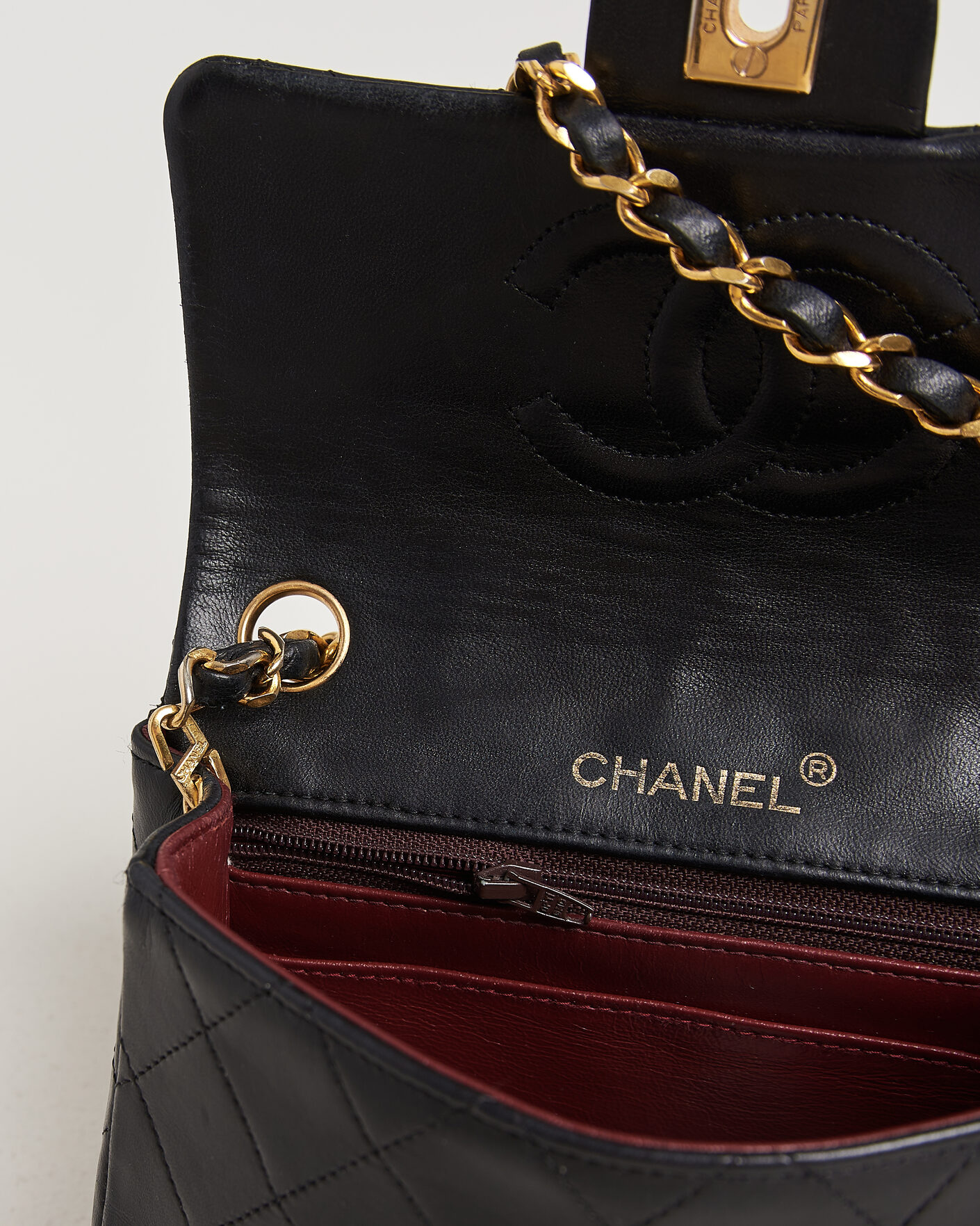 Herre | Chanel Pre-Owned Classic Mini Single Flap Square Bag Black | Chanel Pre-Owned | Classic Mini Single Flap Square Bag Black