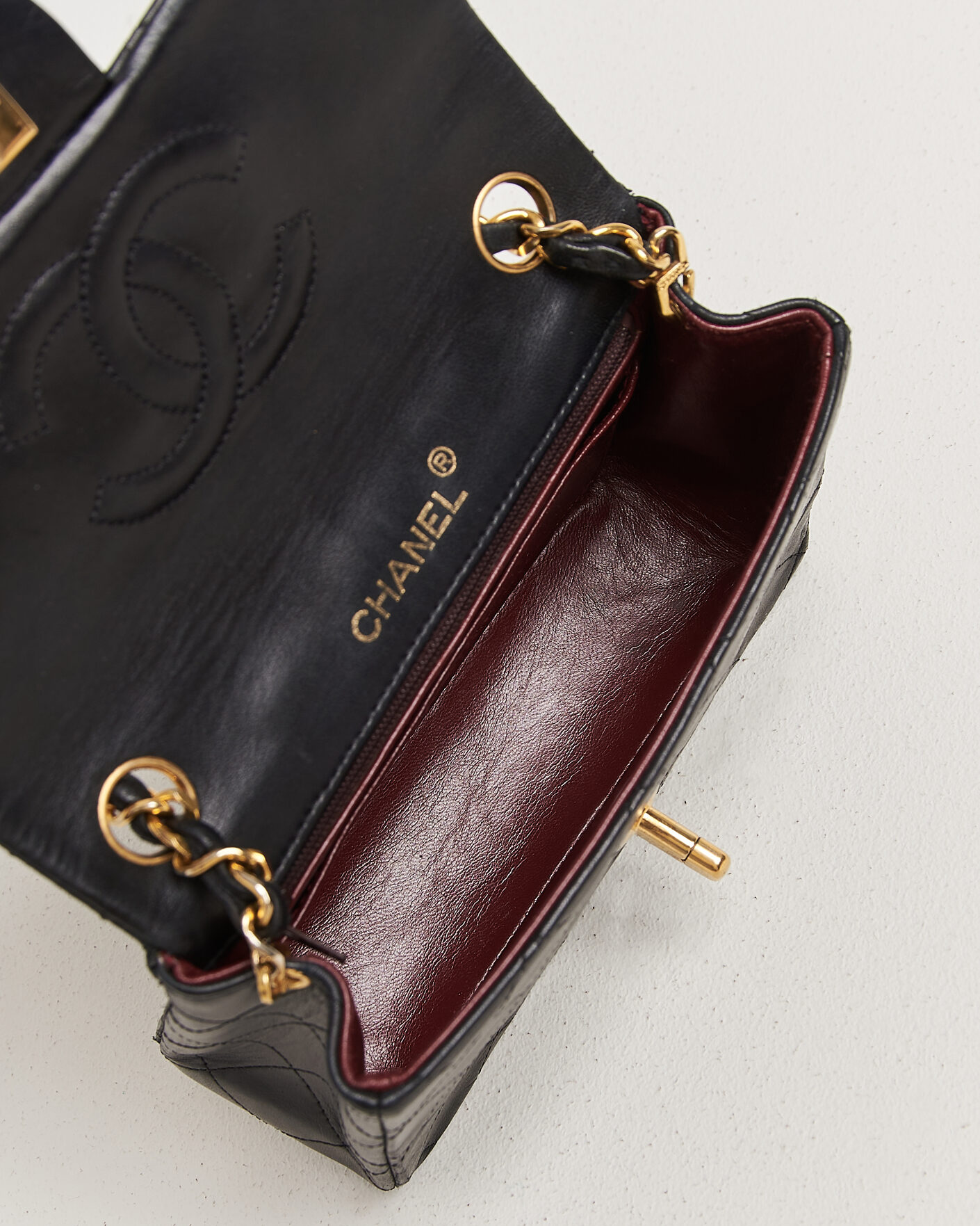 Herre | Chanel Pre-Owned Classic Mini Single Flap Square Bag Black | Chanel Pre-Owned | Classic Mini Single Flap Square Bag Black