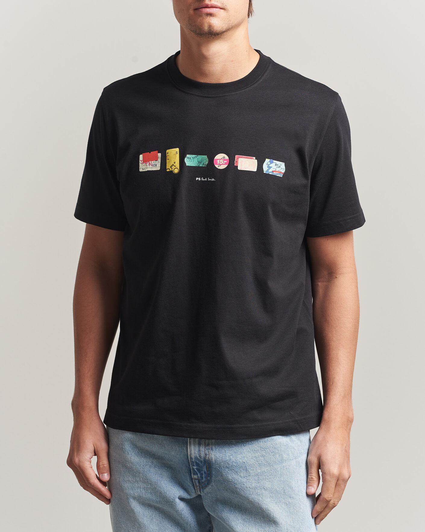 Herre | T-Shirts | PS Paul Smith | In A Row Crew Neck T-Shirt Black