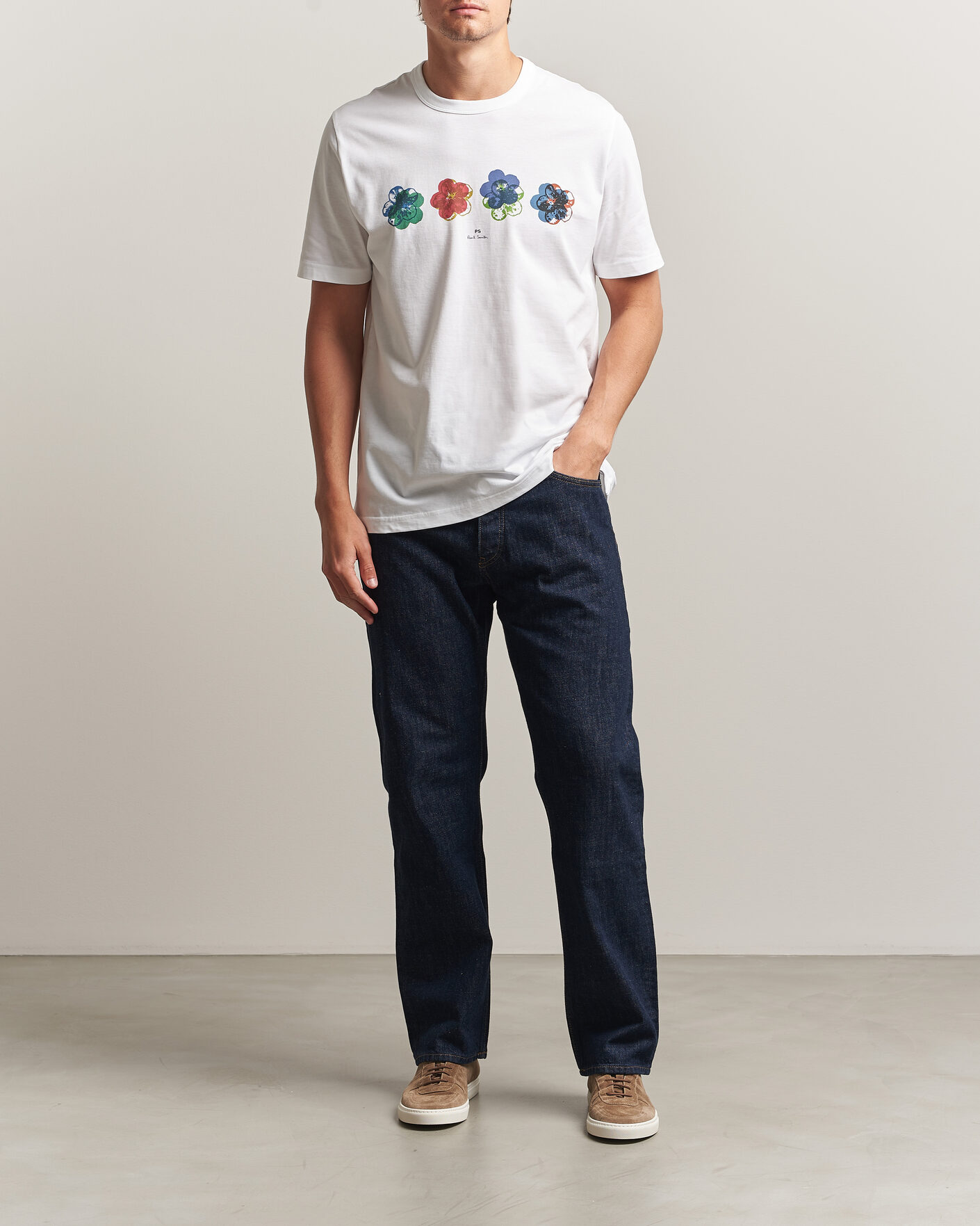 Herre | T-Shirts | PS Paul Smith | Flower Crew Neck T-Shirt White