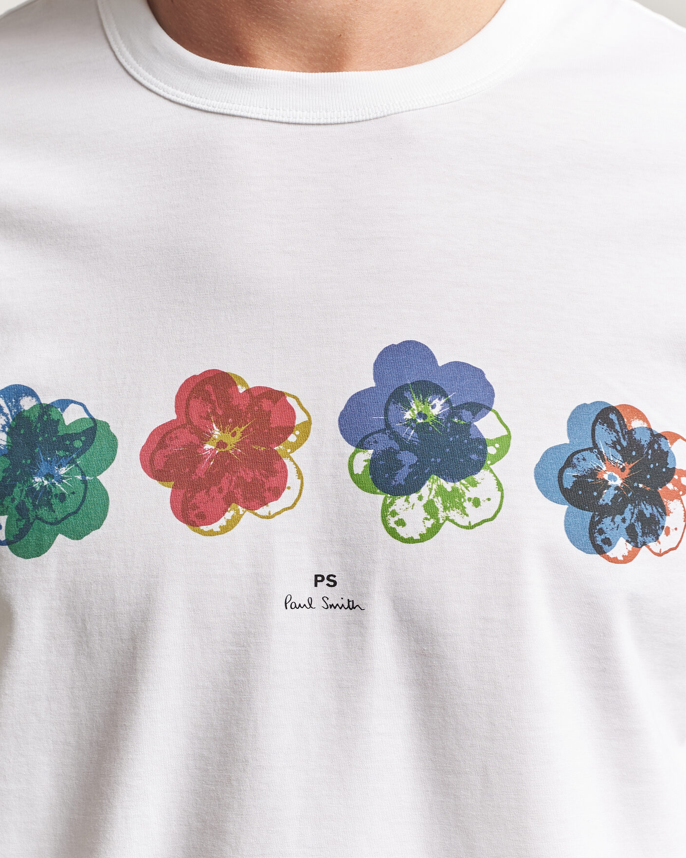 Herre | T-Shirts | PS Paul Smith | Flower Crew Neck T-Shirt White