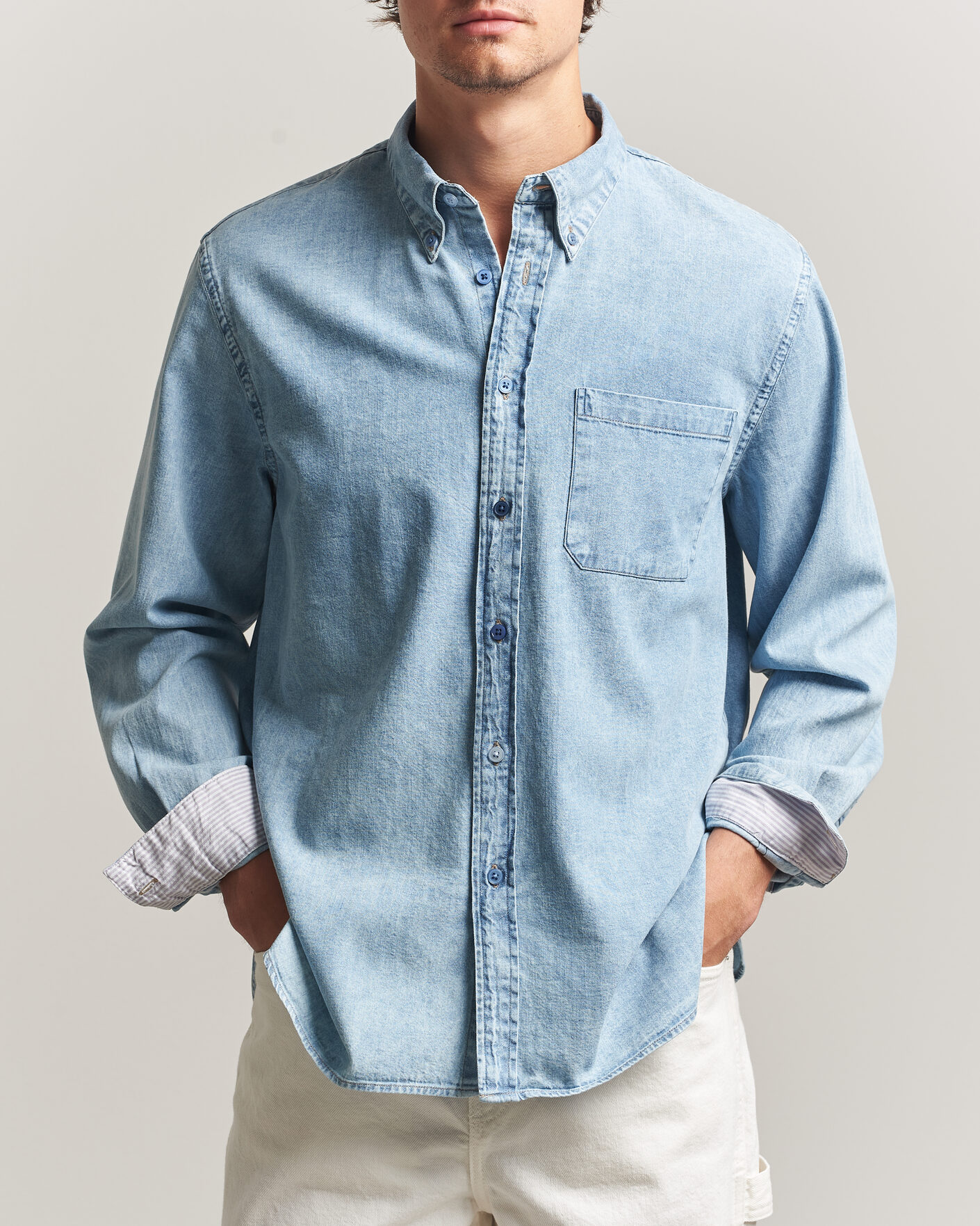 Herre | Skjorter | PS Paul Smith | Casual Fit Denim Shirt Light Blue