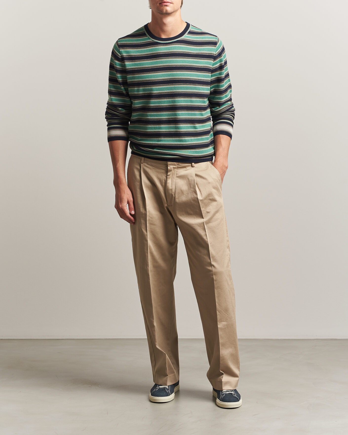 Herre | Gensere | PS Paul Smith | Merino Wool Knitted Striped Sweater Green