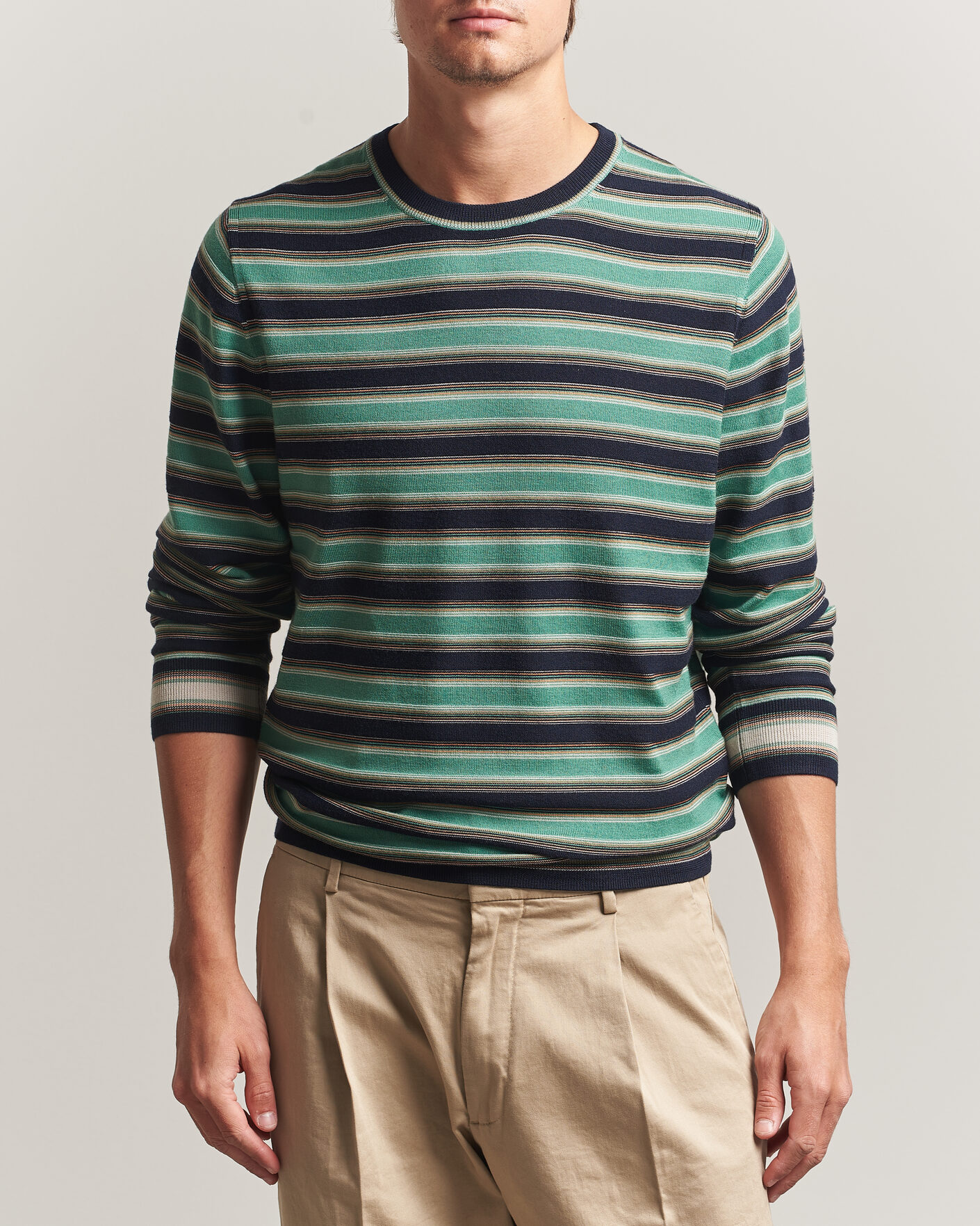 Herre | Gensere | PS Paul Smith | Merino Wool Knitted Striped Sweater Green