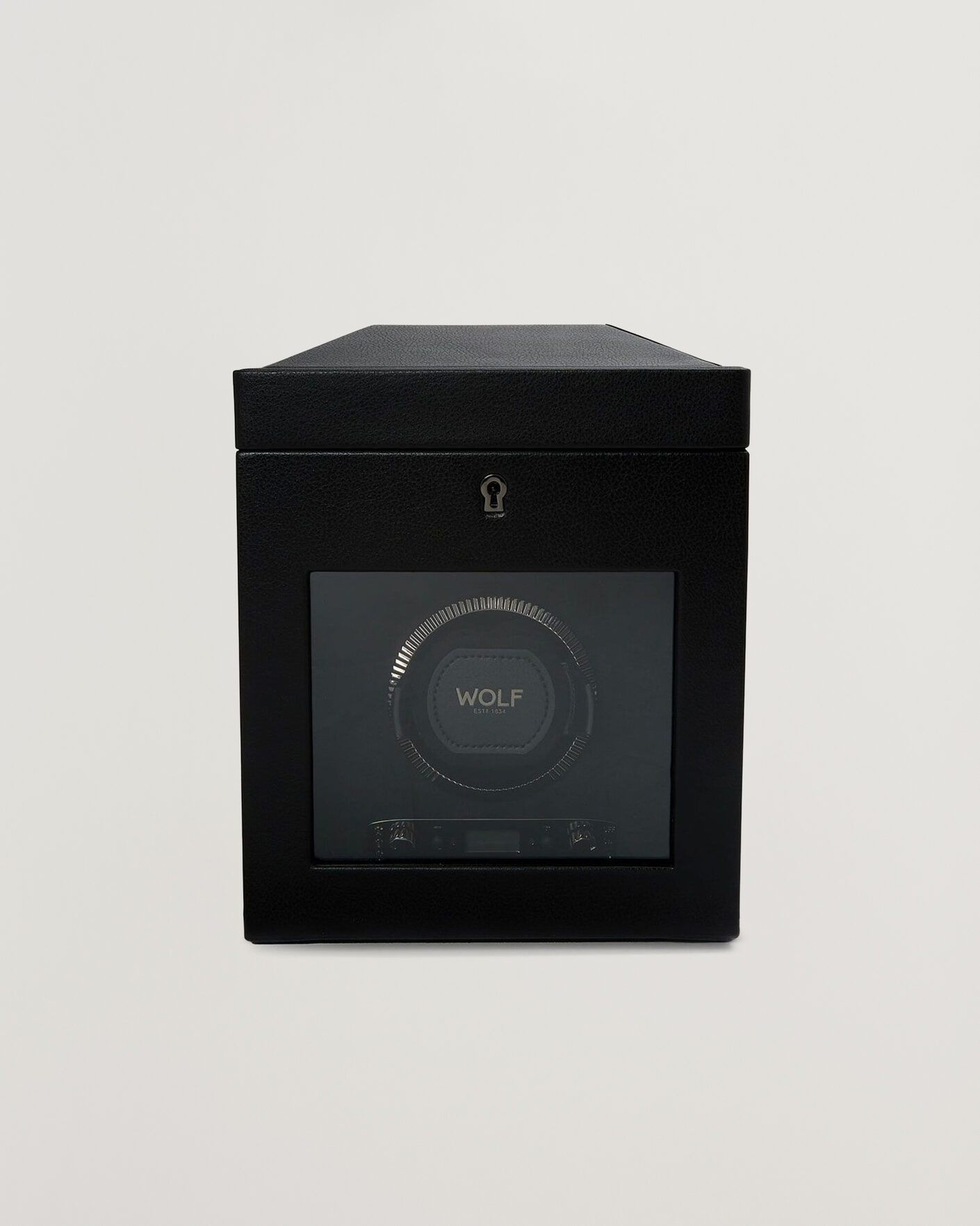 Herre | WOLF British Racing Single Watch Winder With Storage Black | WOLF | British Racing Single Watch Winder With Storage Black
