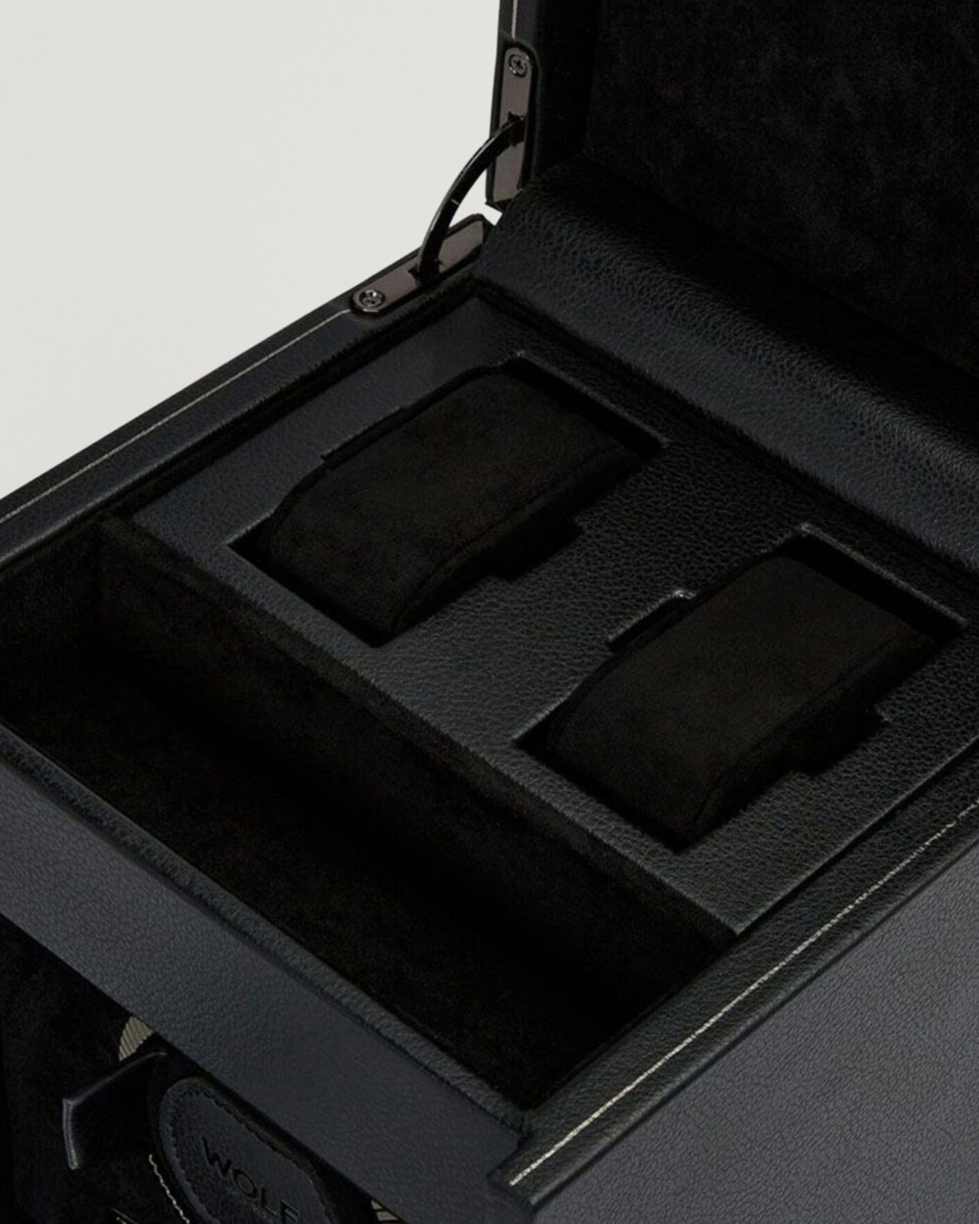 Herre | WOLF British Racing Single Watch Winder With Storage Black | WOLF | British Racing Single Watch Winder With Storage Black