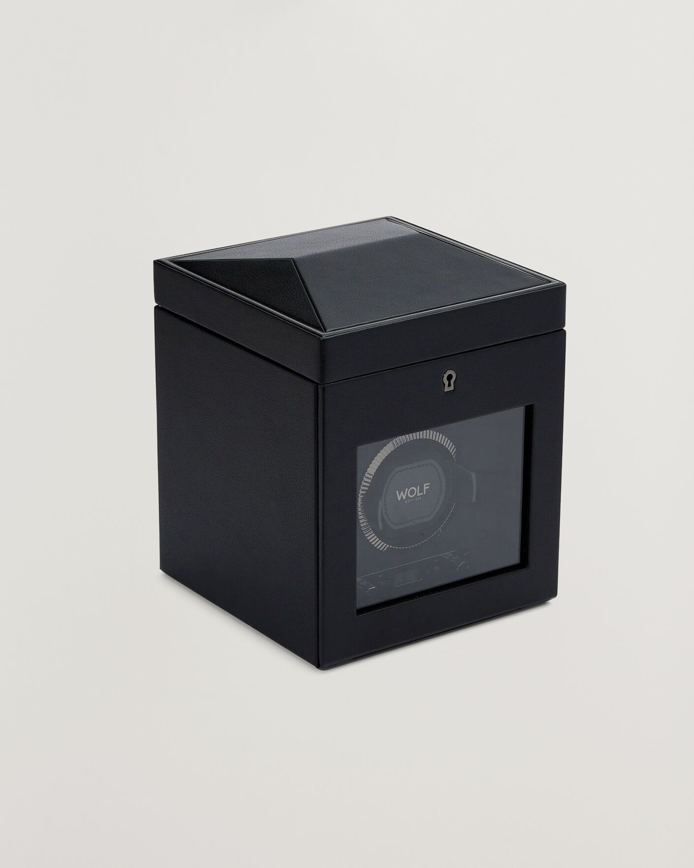 Herre | WOLF British Racing Single Watch Winder With Storage Black | WOLF | British Racing Single Watch Winder With Storage Black