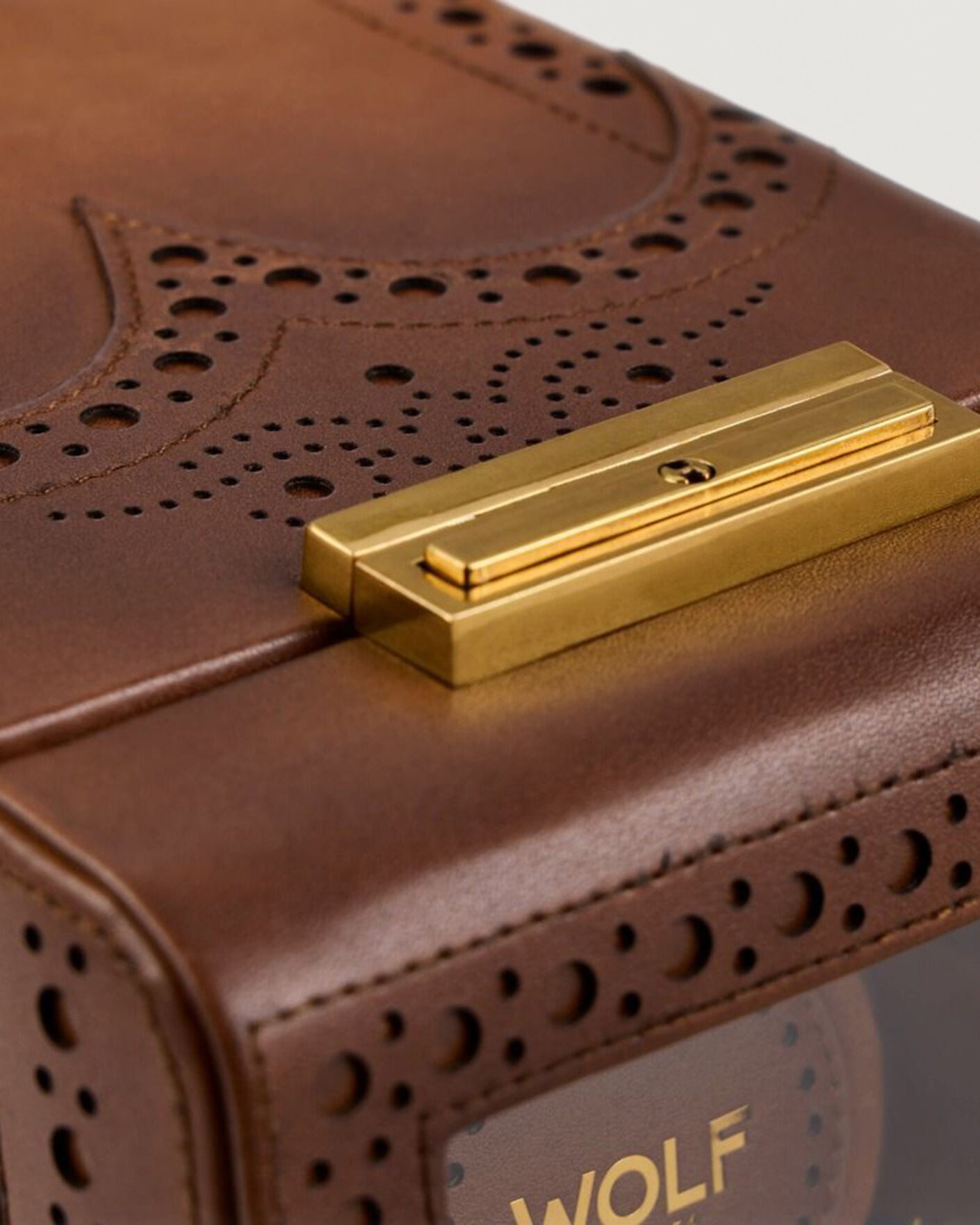 Herre | Klokke- og smykkeskrin | WOLF | Brouge Single Watch Winder Burnished Brown