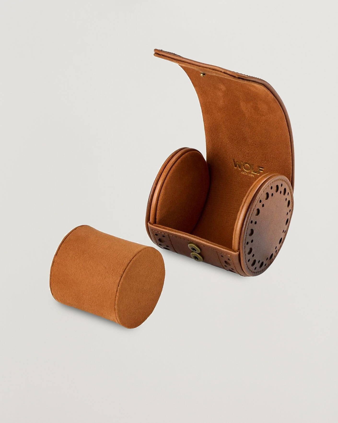 Herre | Klokke- og smykkeskrin | WOLF | Brouge Single Watch Roll Burnished Brown