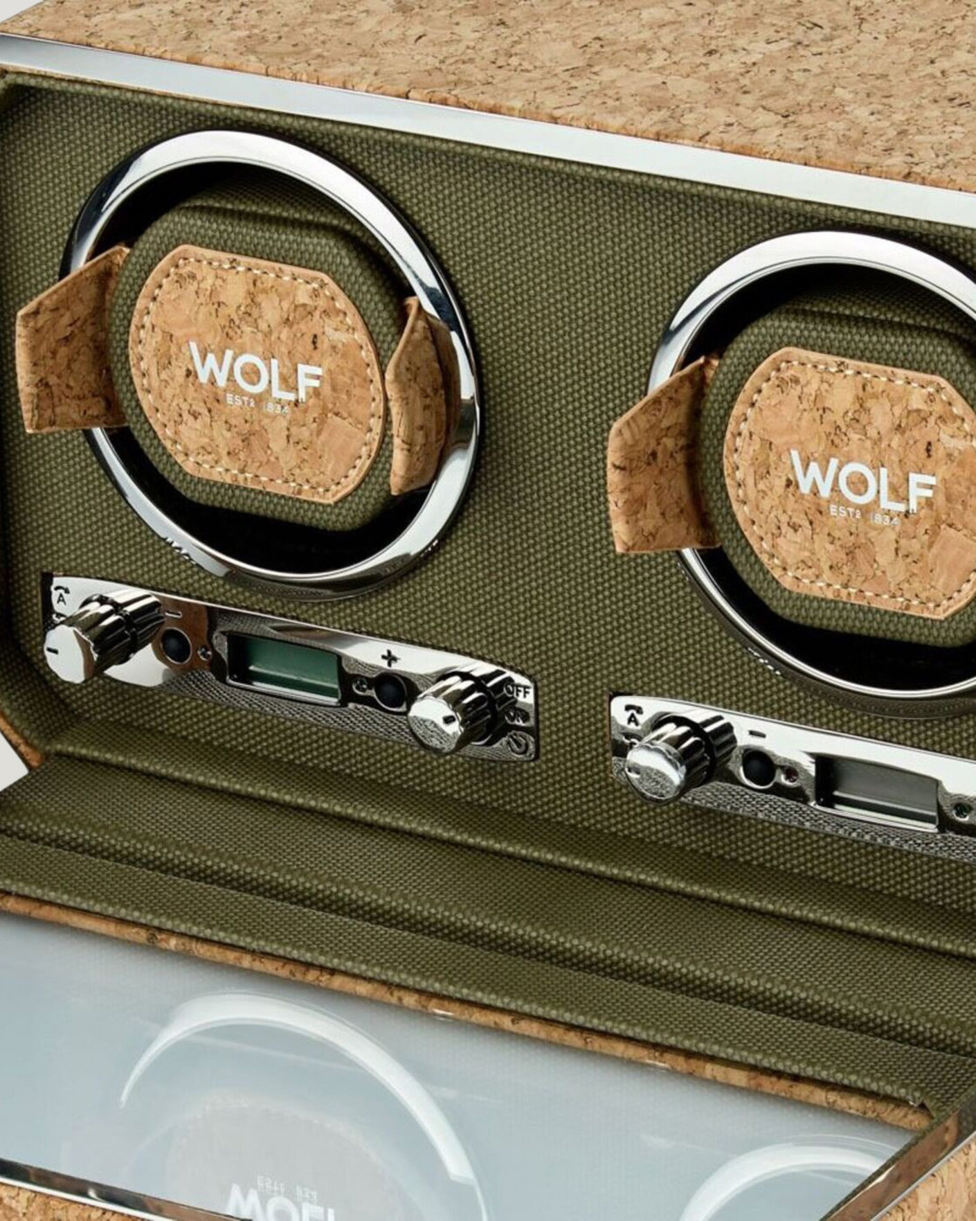 Herre | Klokke- og smykkeskrin | WOLF | Cortica Double Watch Winder Cork