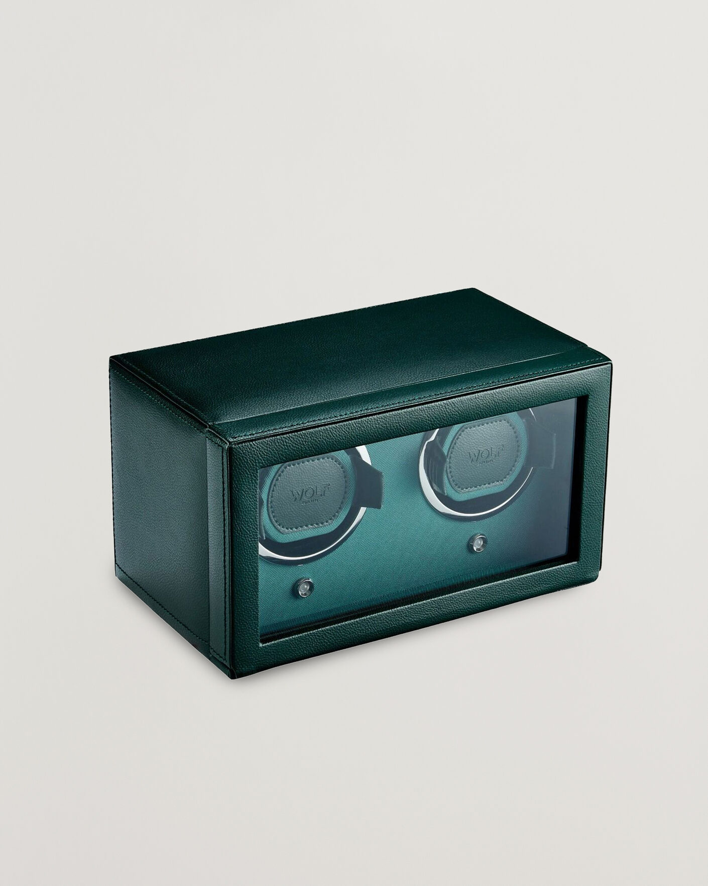 Herre | Klokke- og smykkeskrin | WOLF | Cub Double Watch Winder With Cover Green