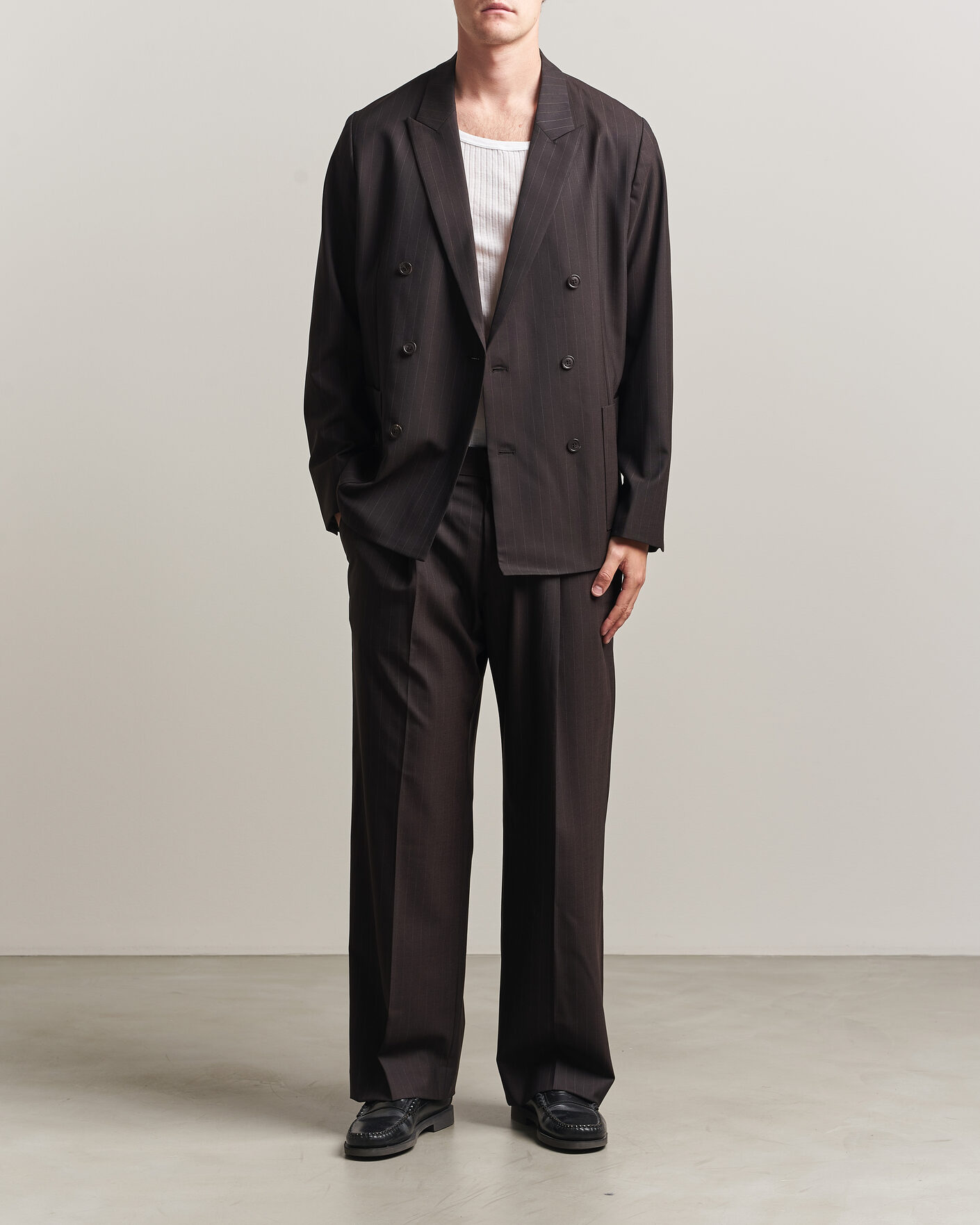 Herre | Dressjakker | NN07 | Jordin Pinstriped Double Breasted Blazer Dark Brown
