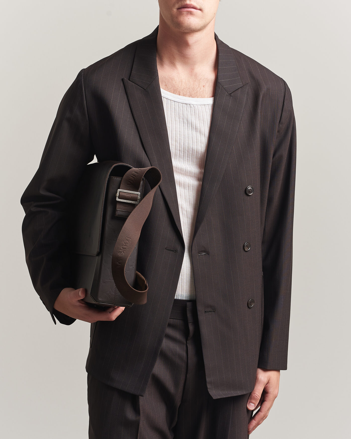 Herre | Dressjakker | NN07 | Jordin Pinstriped Double Breasted Blazer Dark Brown