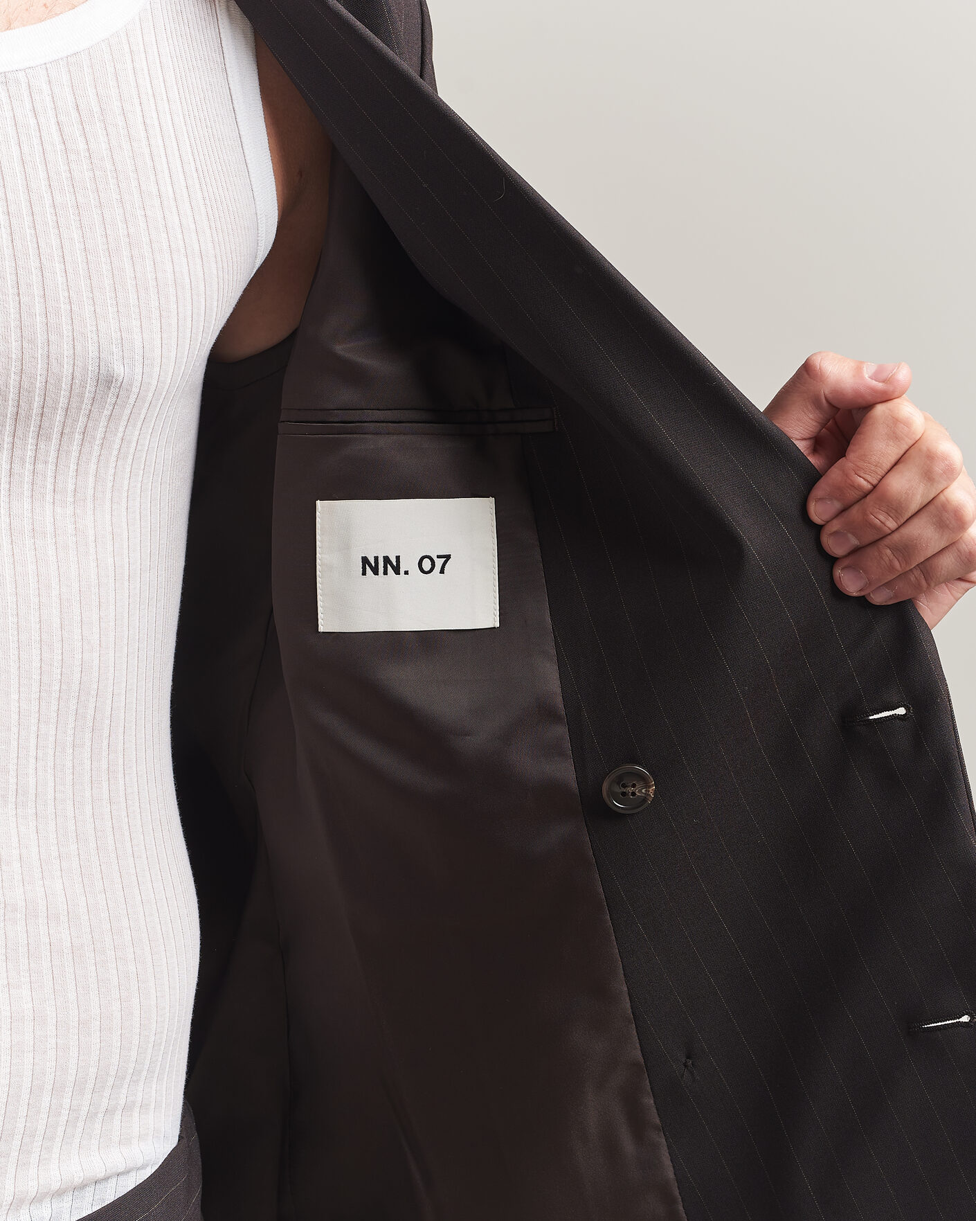 Herre | Dressjakker | NN07 | Jordin Pinstriped Double Breasted Blazer Dark Brown