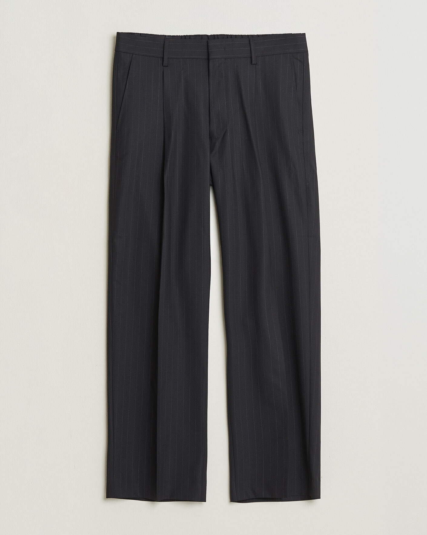Herre | Bukser | NN07 | Kay Pinstriped Pleated Trousers Navy Blue