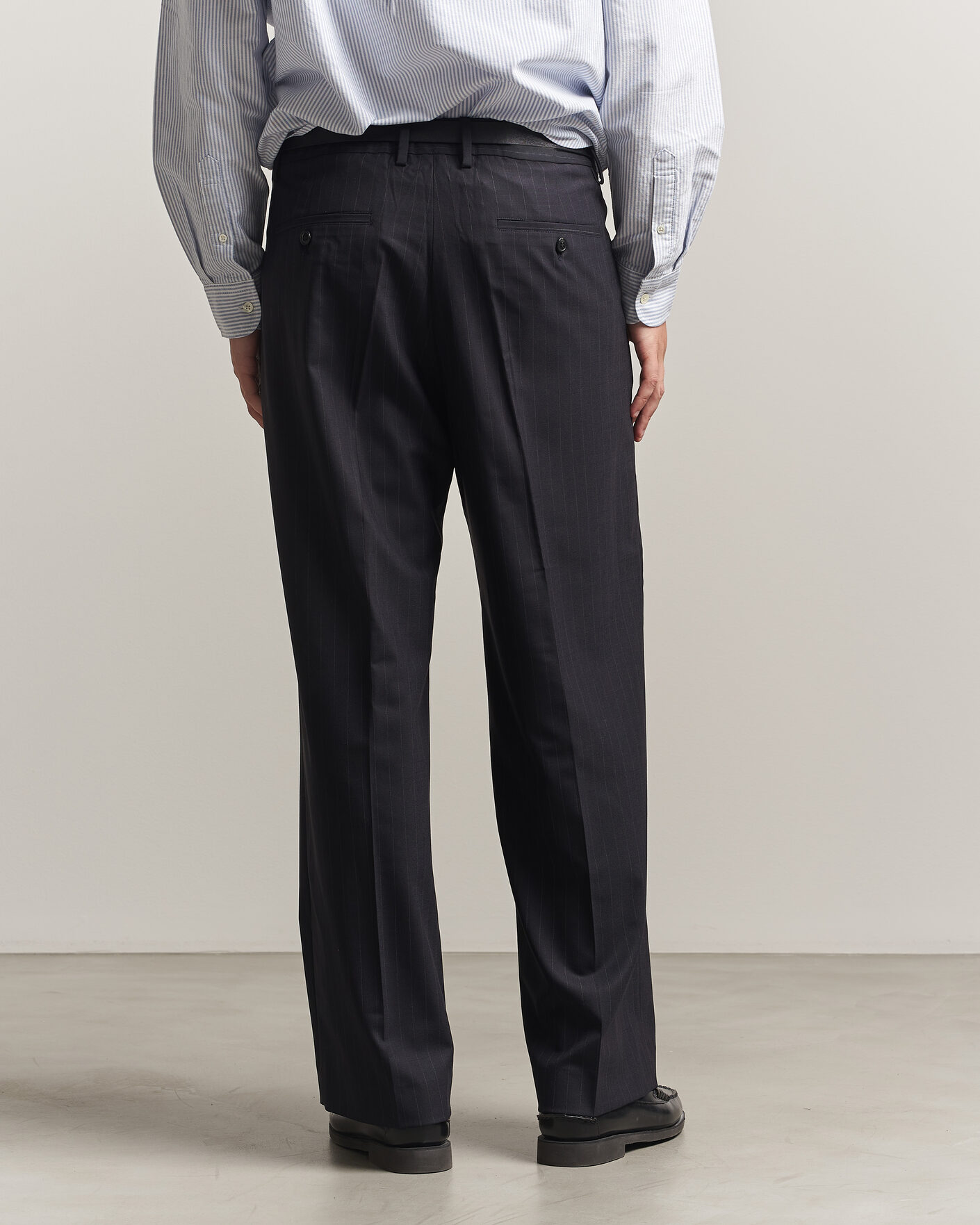 Herre | Bukser | NN07 | Kay Pinstriped Pleated Trousers Navy Blue