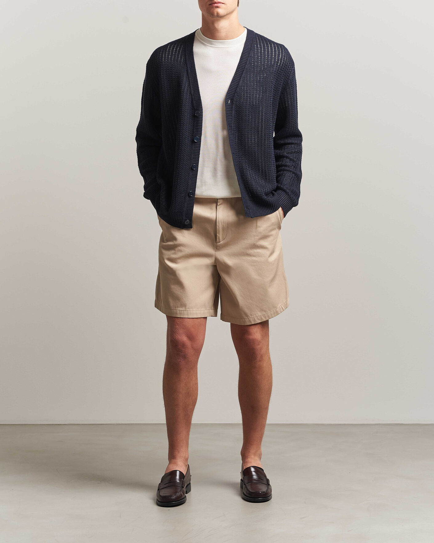 Herre | Gensere | NN07 | Tim Linen Knitted Cardigan Navy Blue