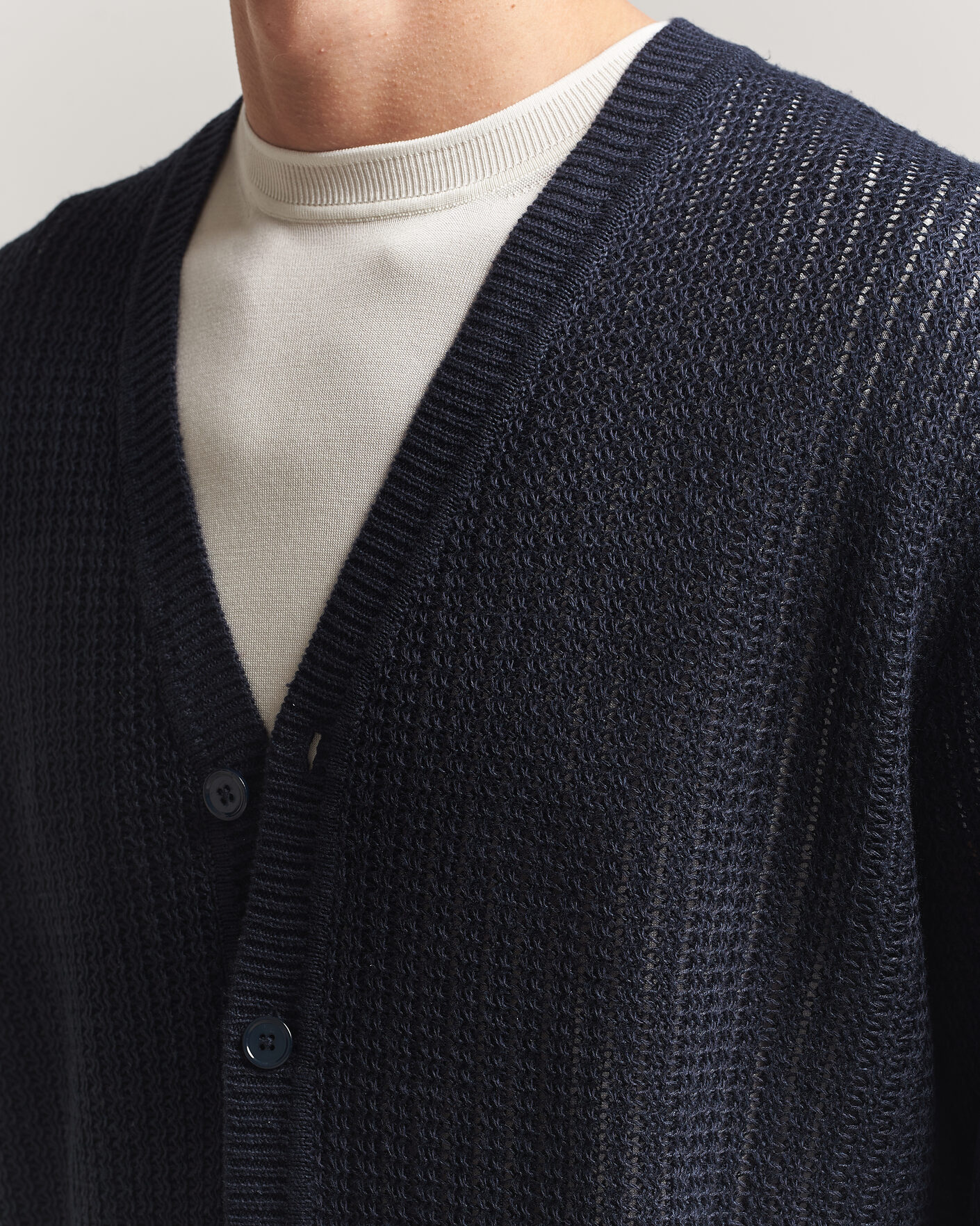 Herre | Gensere | NN07 | Tim Linen Knitted Cardigan Navy Blue