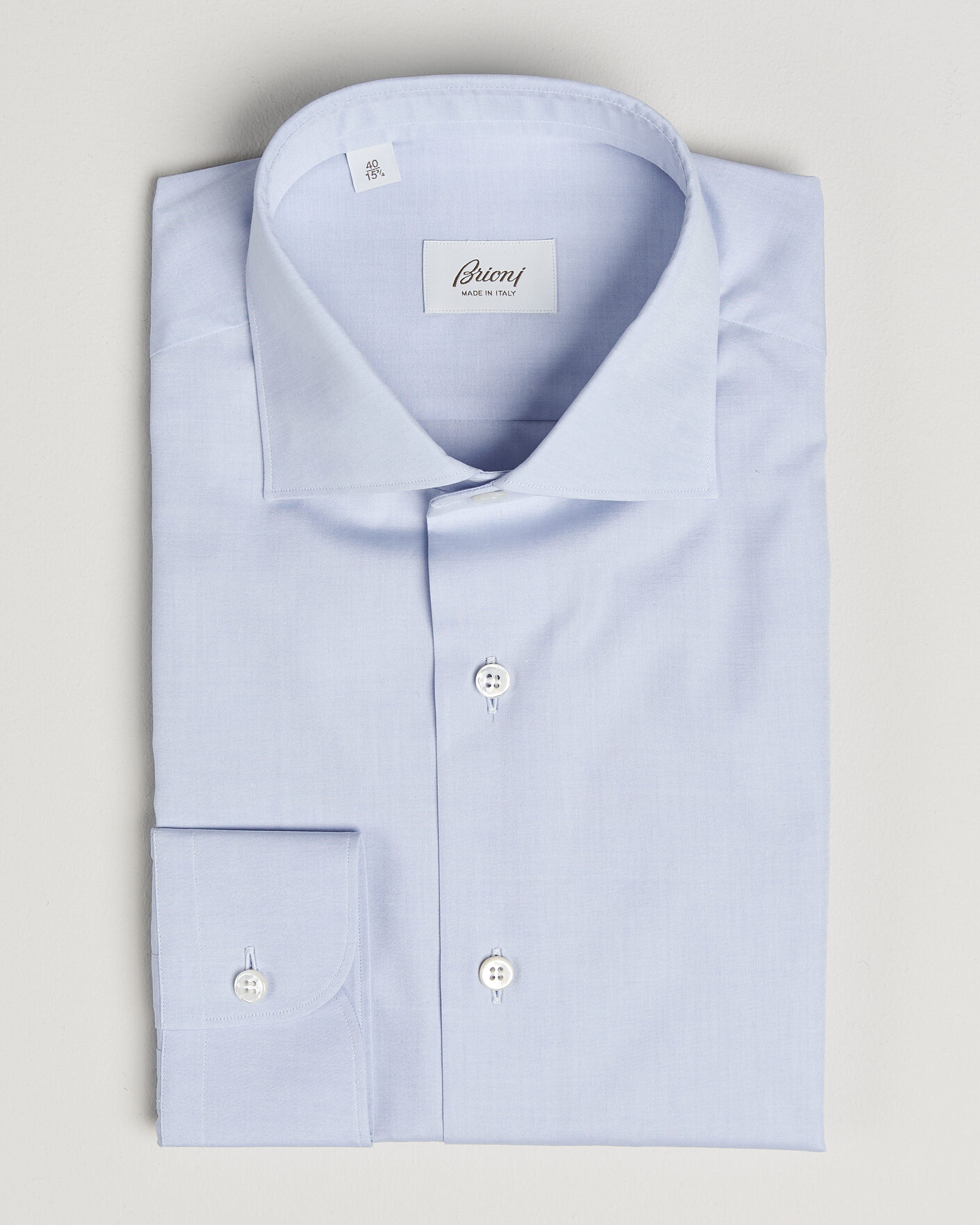 Herre | Skjorter | Brioni | Poplin Cotton Dress Shirt Light Blue