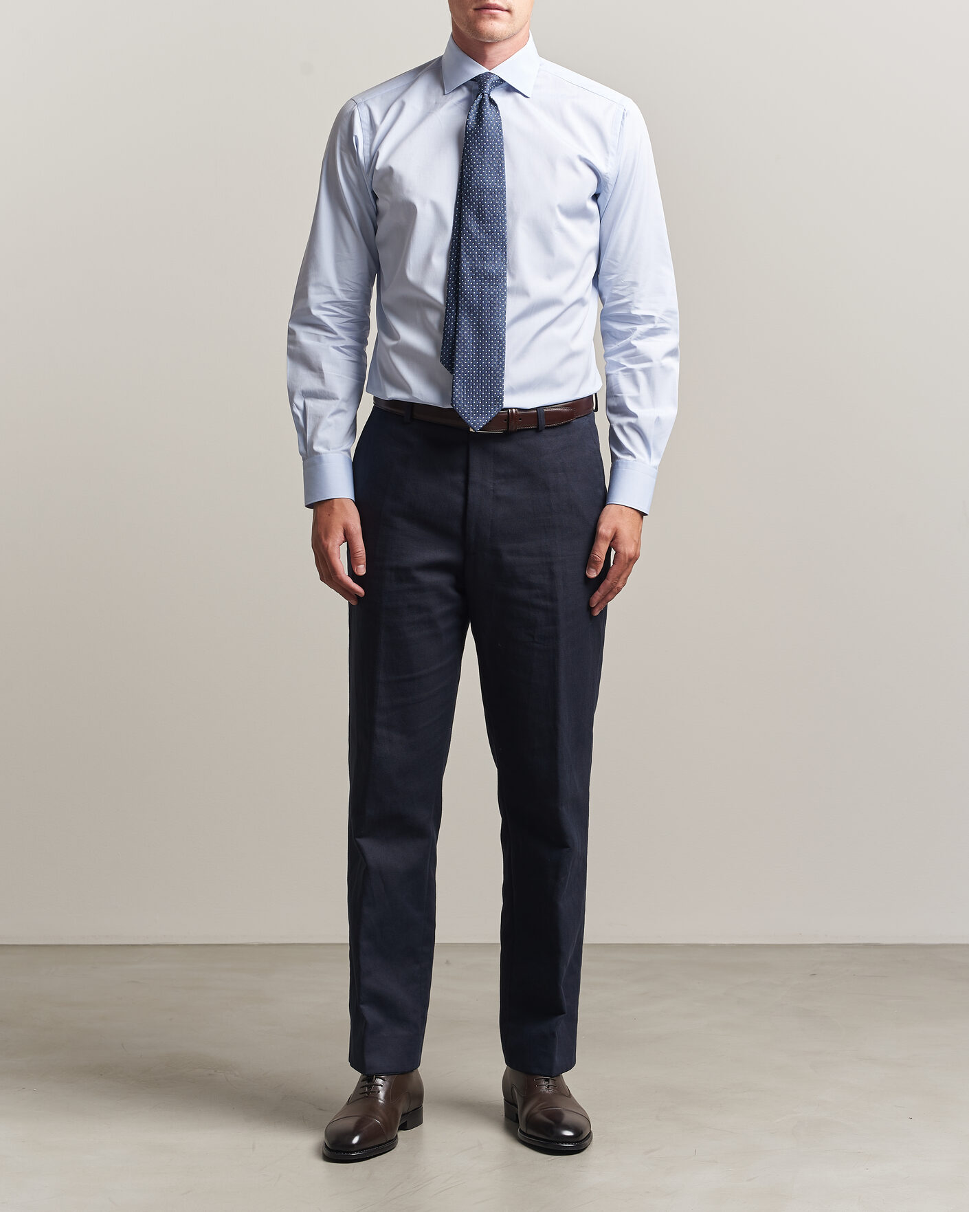 Herre | Skjorter | Brioni | Poplin Cotton Dress Shirt Light Blue