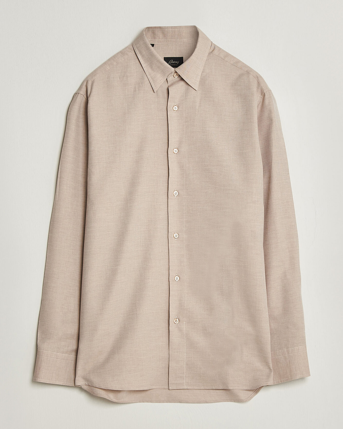Herre | Skjorter | Brioni | Cotton/Cashmere Flannel Shirt Beige