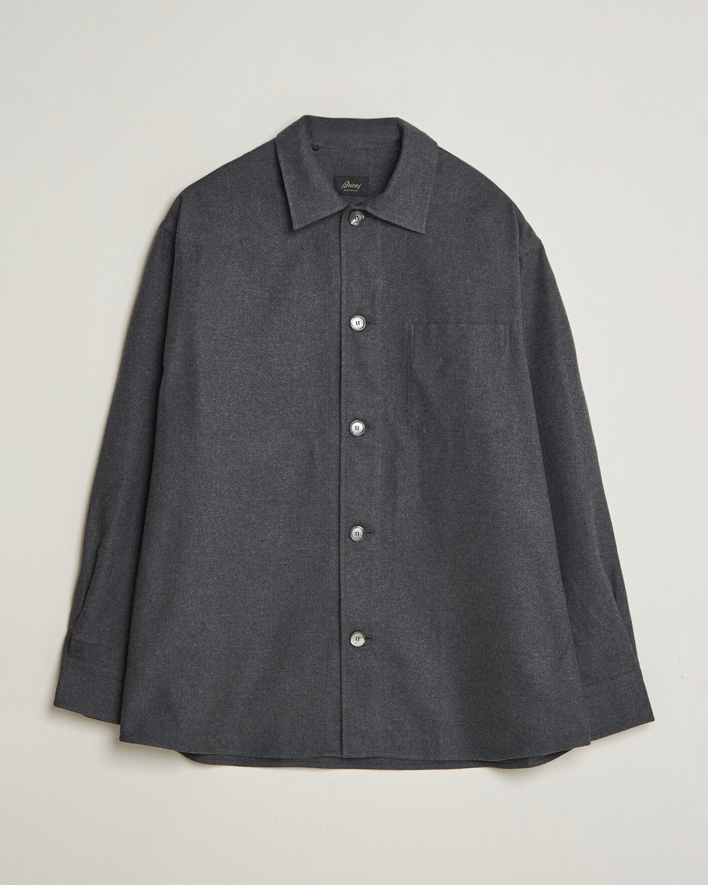 Herre | Skjorter | Brioni | Cotton/Cashmere Overshirt Grey Melange