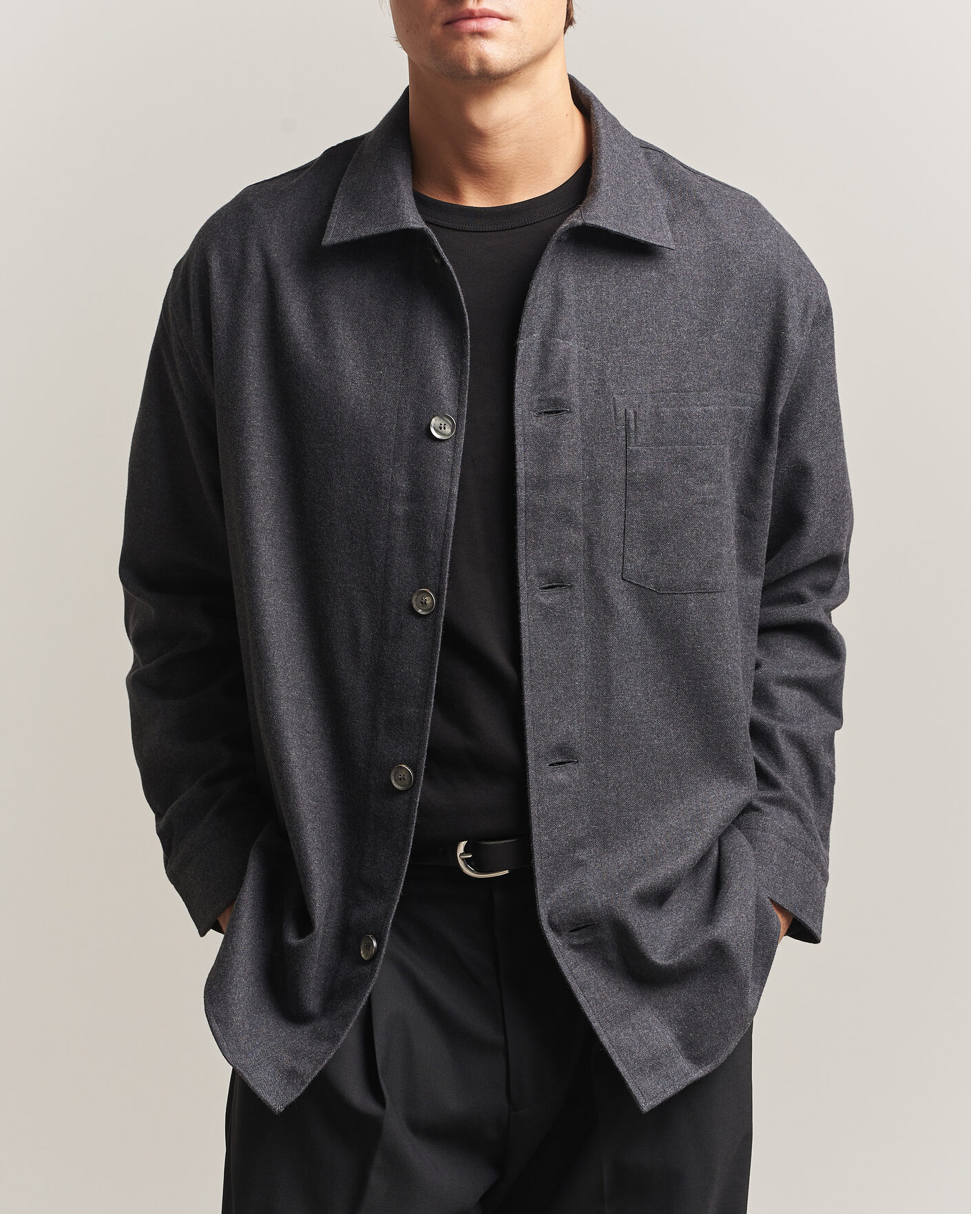 Herre | Skjorter | Brioni | Cotton/Cashmere Overshirt Grey Melange