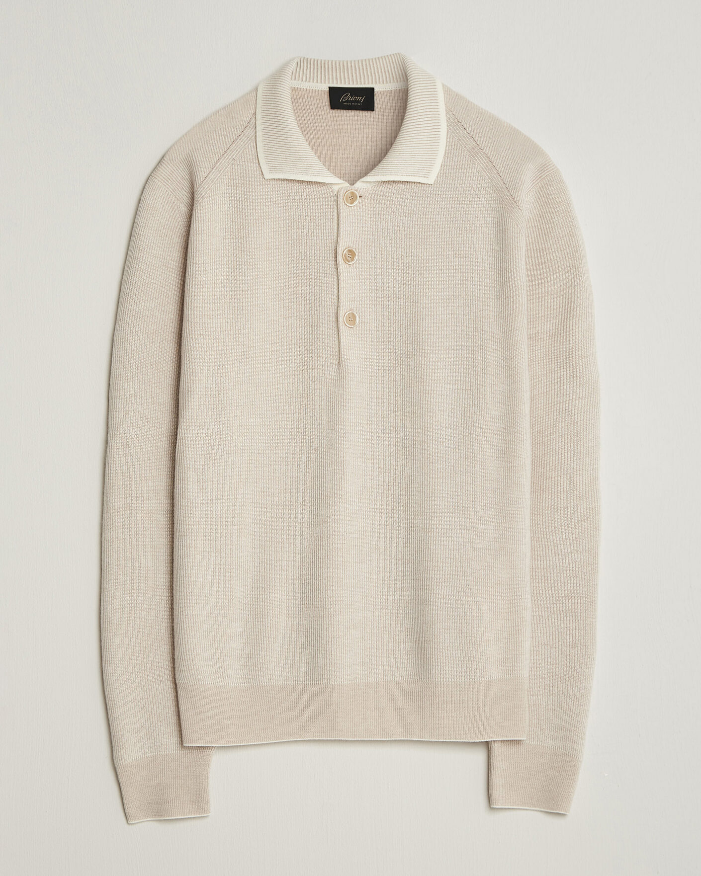 Herre | Gensere | Brioni | Cashmere Rib Knitted Polo Light Beige