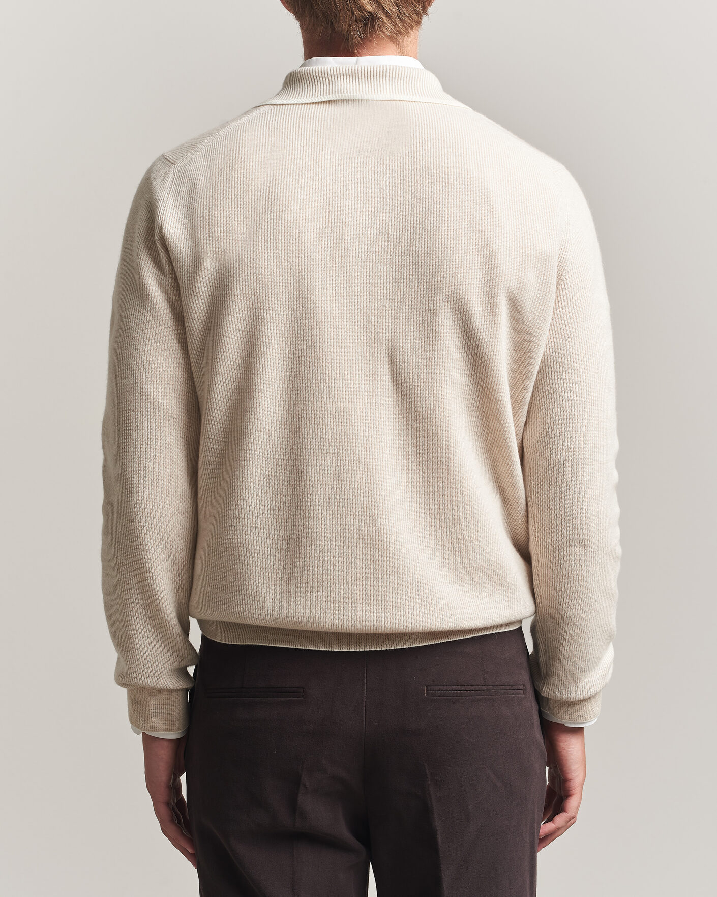 Herre | Gensere | Brioni | Cashmere Rib Knitted Polo Light Beige