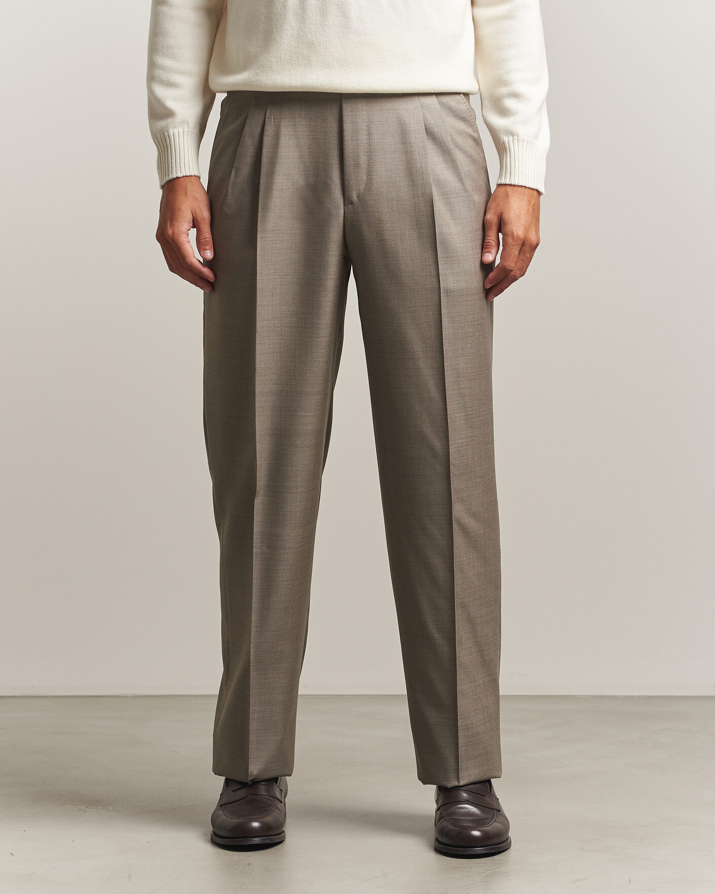 Herre | Bukser | Brioni | Capri Wool Trousers Beige