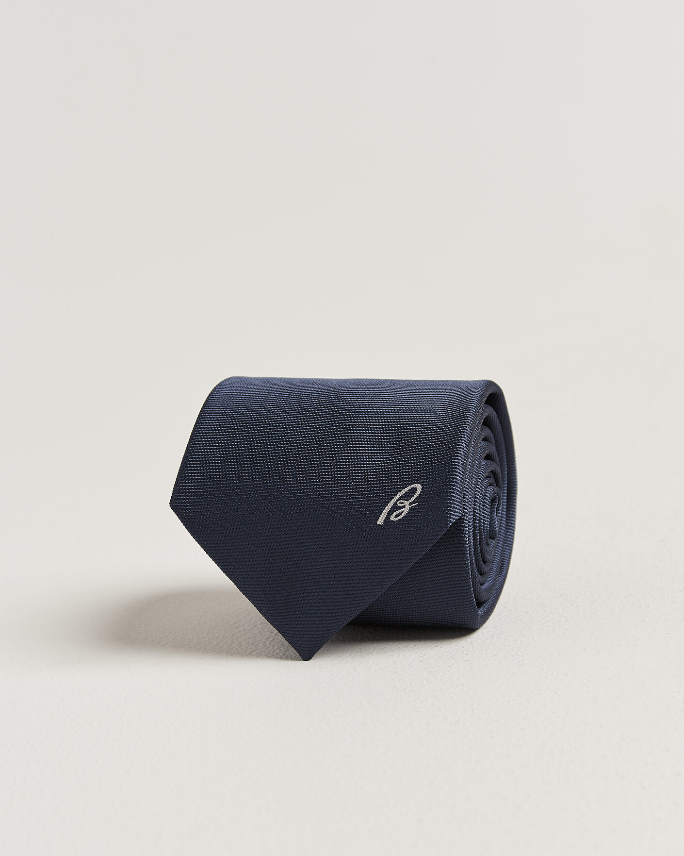 Herre | Slips | Brioni | Embroidered Logo Silk Tie Navy