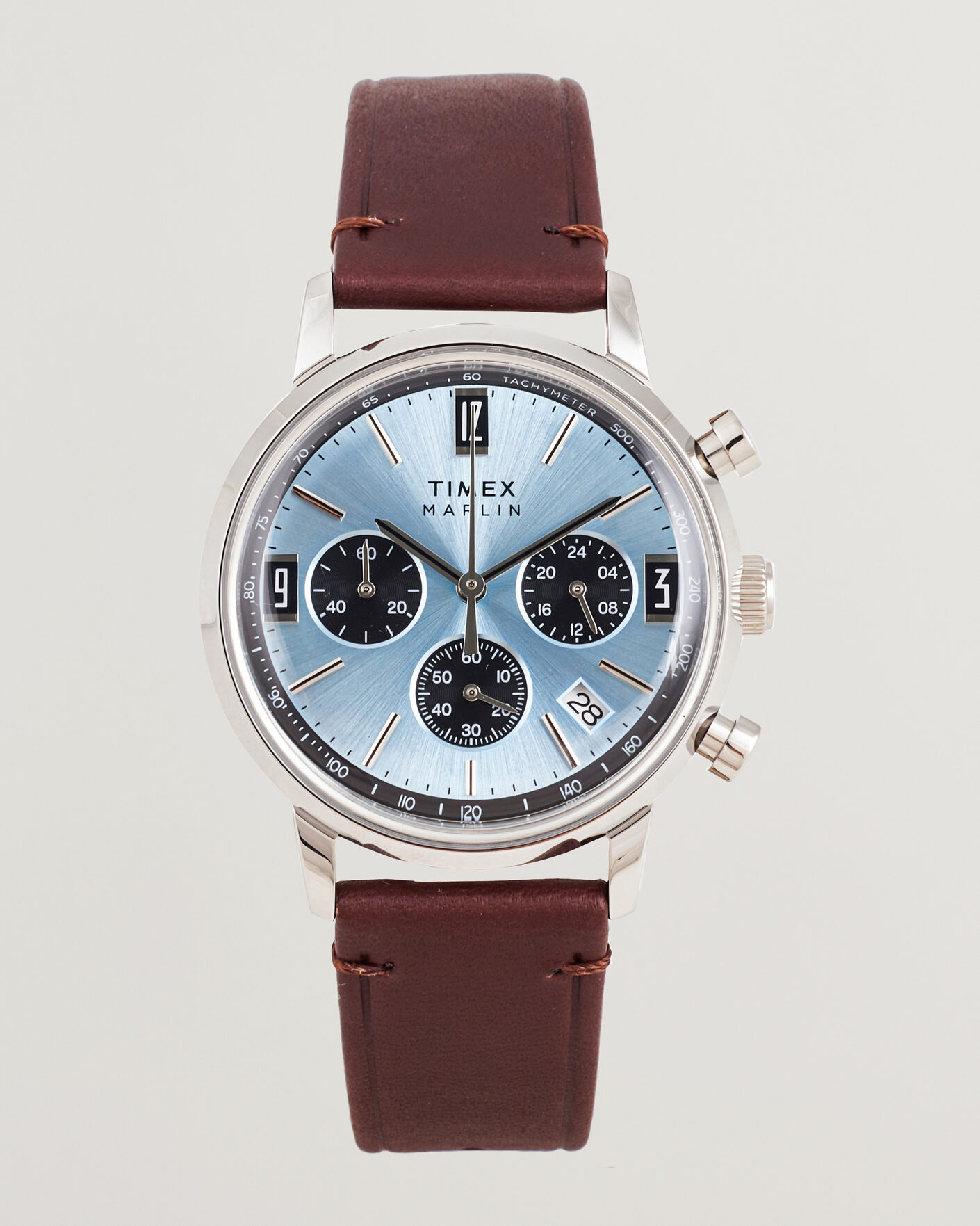 Herre | Timex Marlin Quartz Chronograph Leather 40mm Ice Blue Dial | Timex | Marlin Quartz Chronograph Leather 40mm Ice Blue Dial