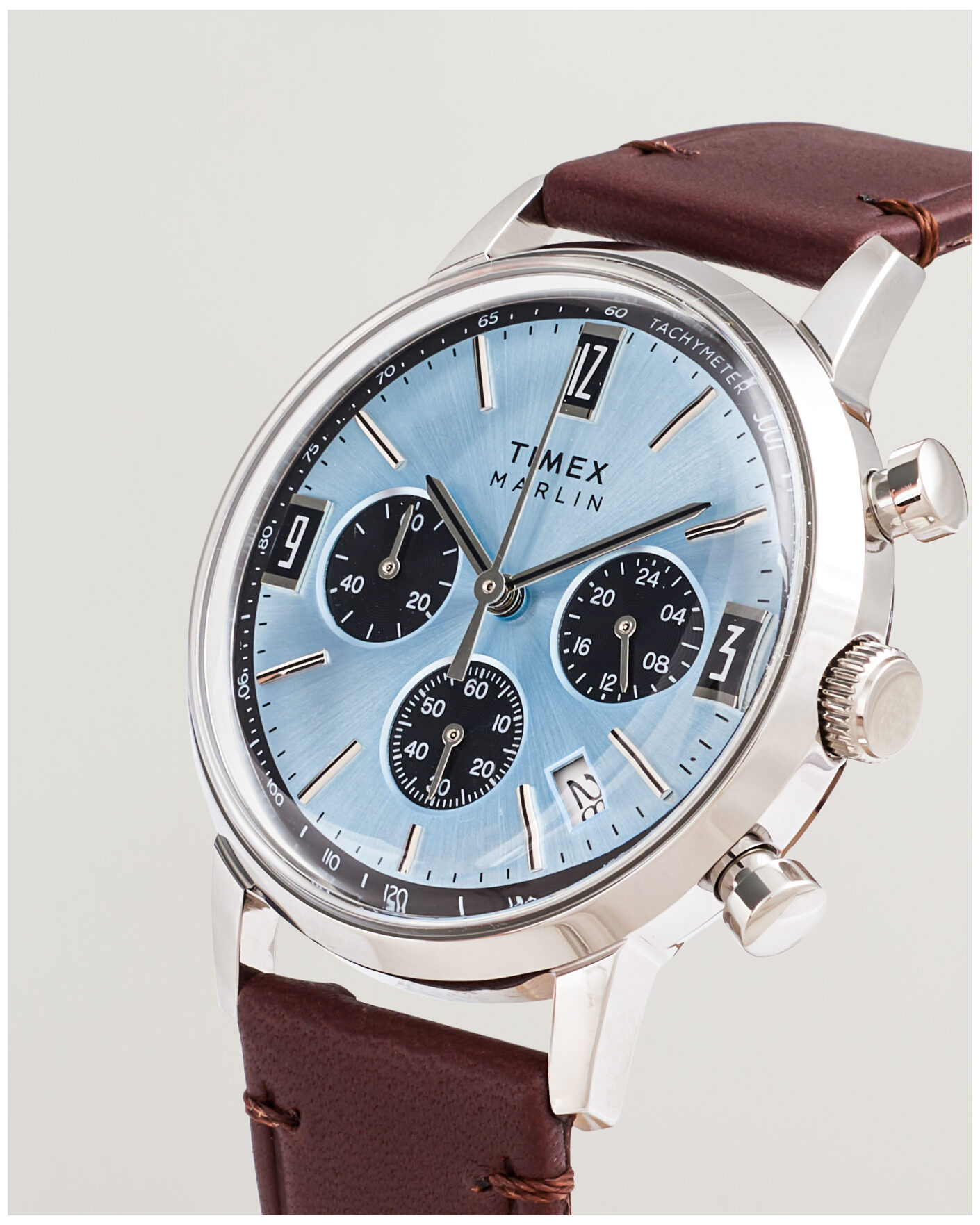 Herre | Timex Marlin Quartz Chronograph Leather 40mm Ice Blue Dial | Timex | Marlin Quartz Chronograph Leather 40mm Ice Blue Dial