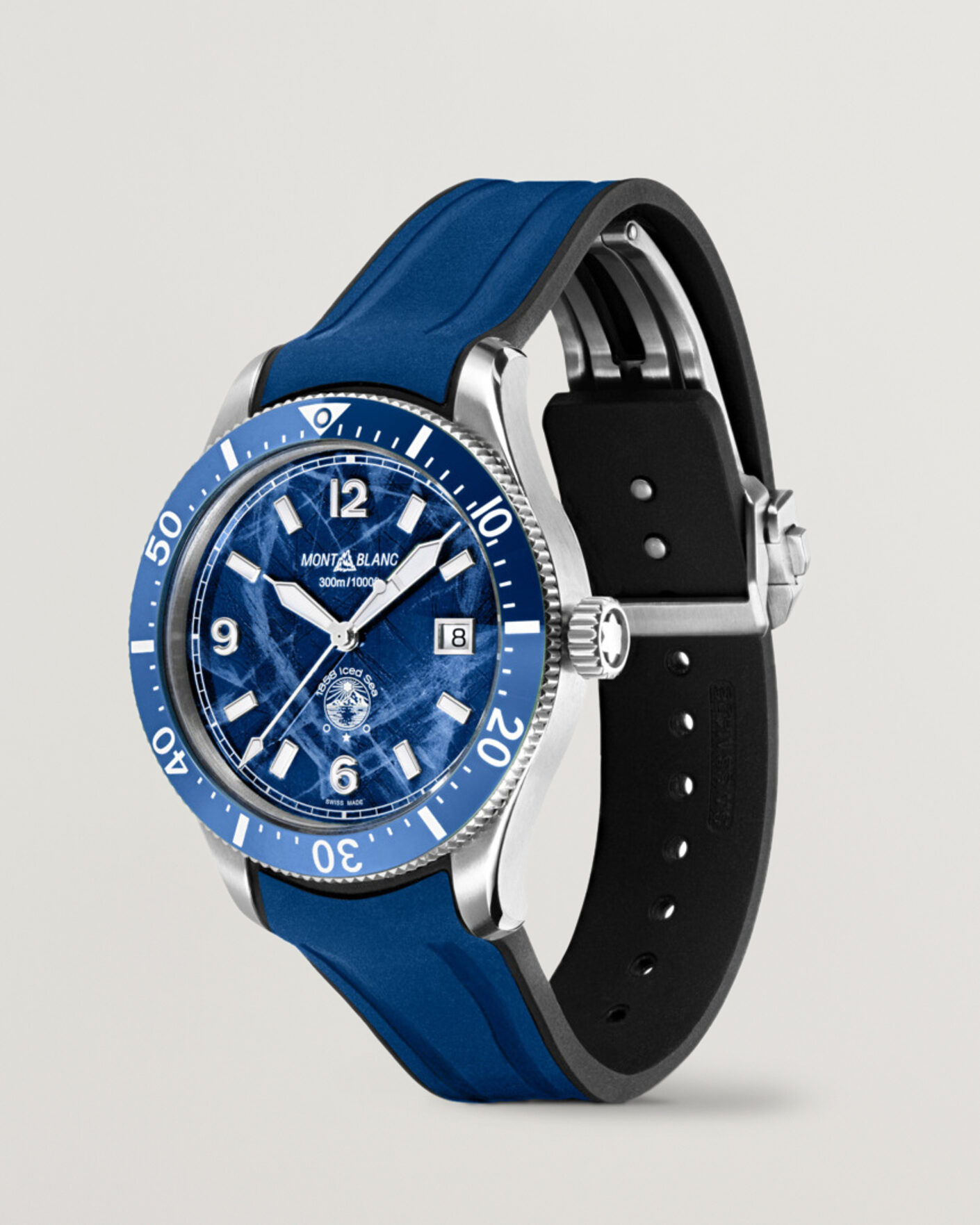 Herre | Montblanc Iced Sea Automatic Date Rubber Strap Blue | Montblanc | Iced Sea Automatic Date Rubber Strap Blue
