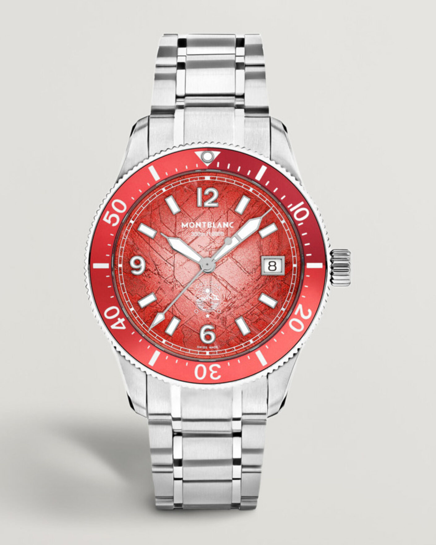 Herre | Lenke i rustfritt stål | Montblanc | Iced Sea Automatic Date 0 Oxygen Limited Red